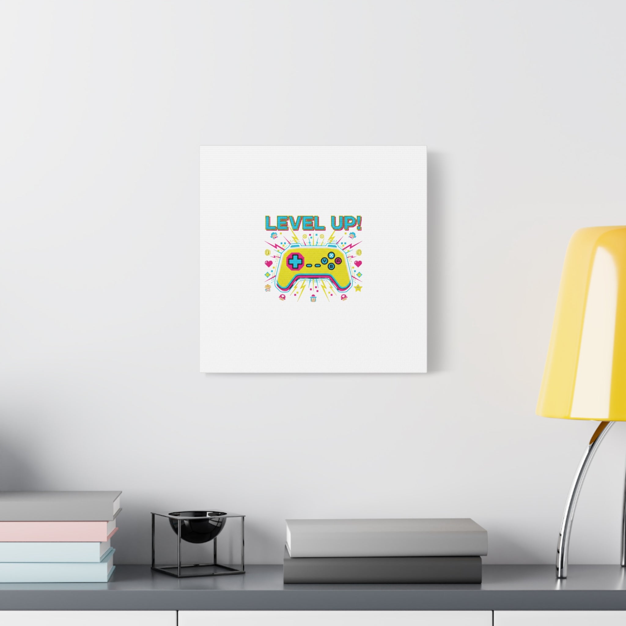 Level Up! Pixel Controller Canvas | Gaming Geek Culture, Retro Pixel Art