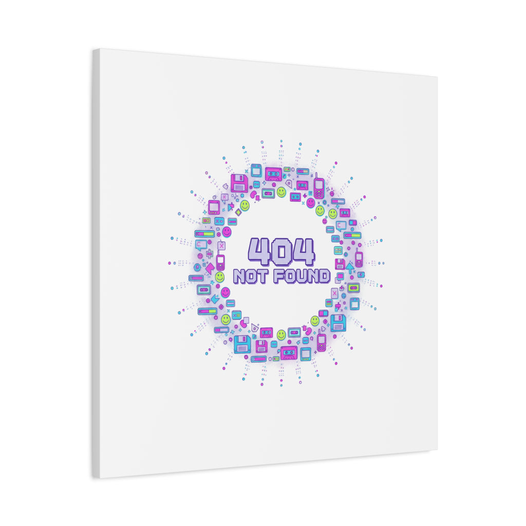 404 Not Found Pixel Circle Canvas | Retro Tech Poster, Y2K Error Aesthetic