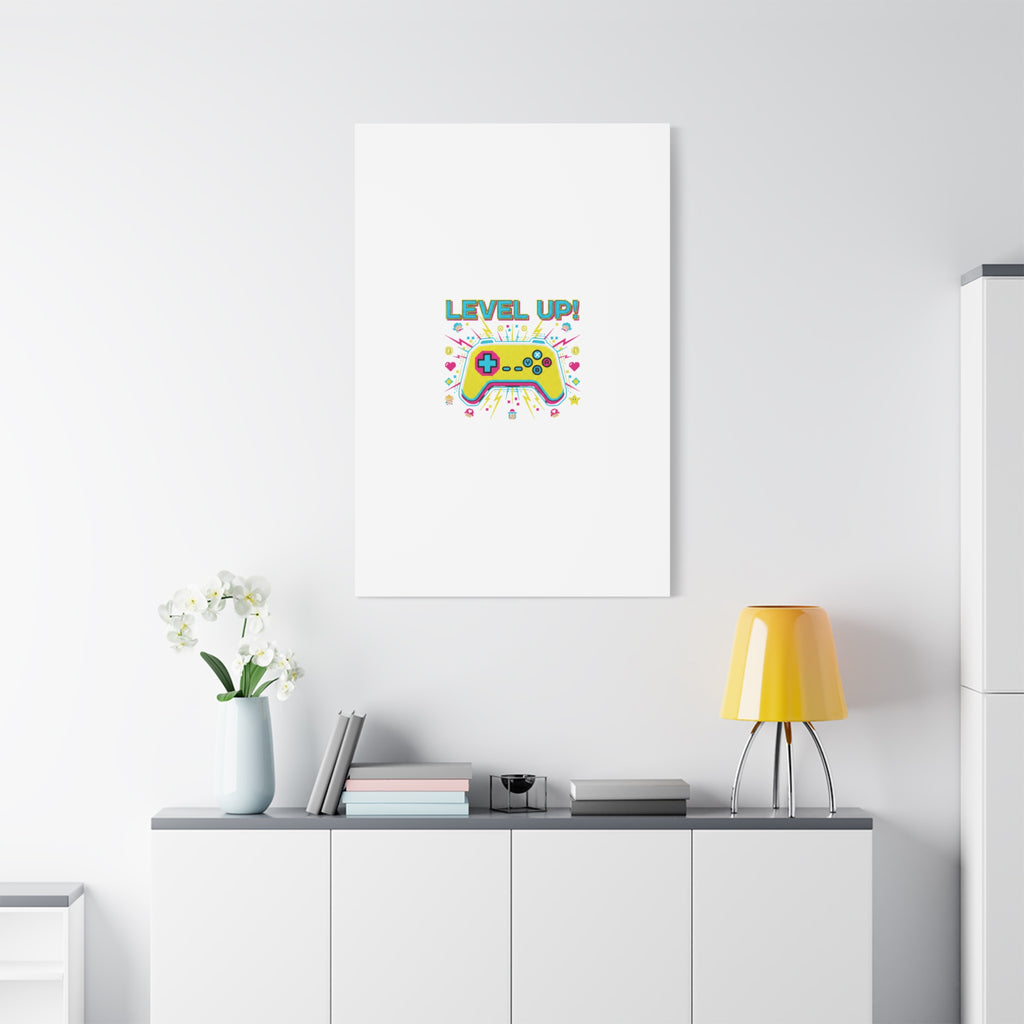 Level Up! Pixel Controller Canvas | Gaming Geek Culture, Retro Pixel Art
