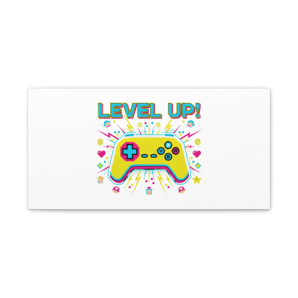 Level Up! Pixel Controller Canvas | Gaming Geek Culture, Retro Pixel Art