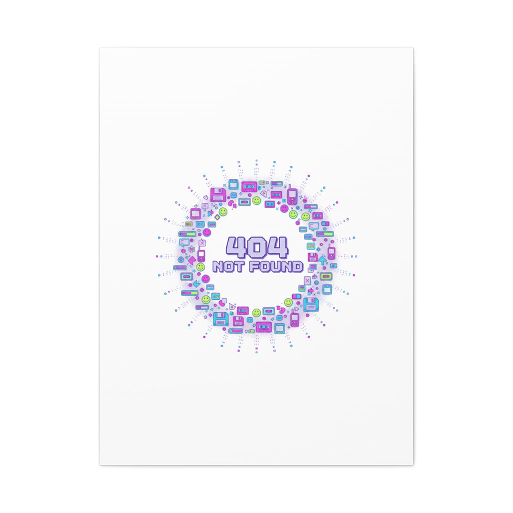 404 Not Found Pixel Circle Canvas | Retro Tech Poster, Y2K Error Aesthetic