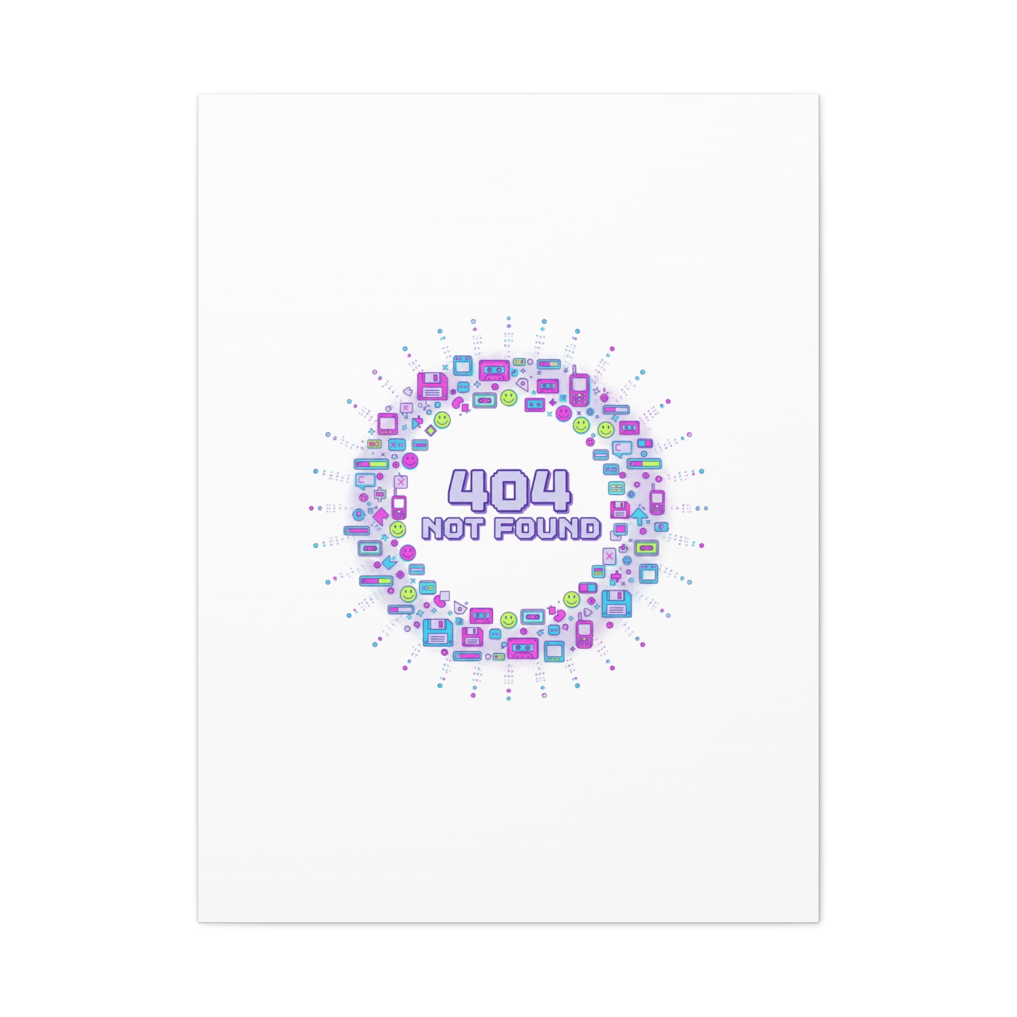 404 Not Found Pixel Circle Canvas | Retro Tech Poster, Y2K Error Aesthetic