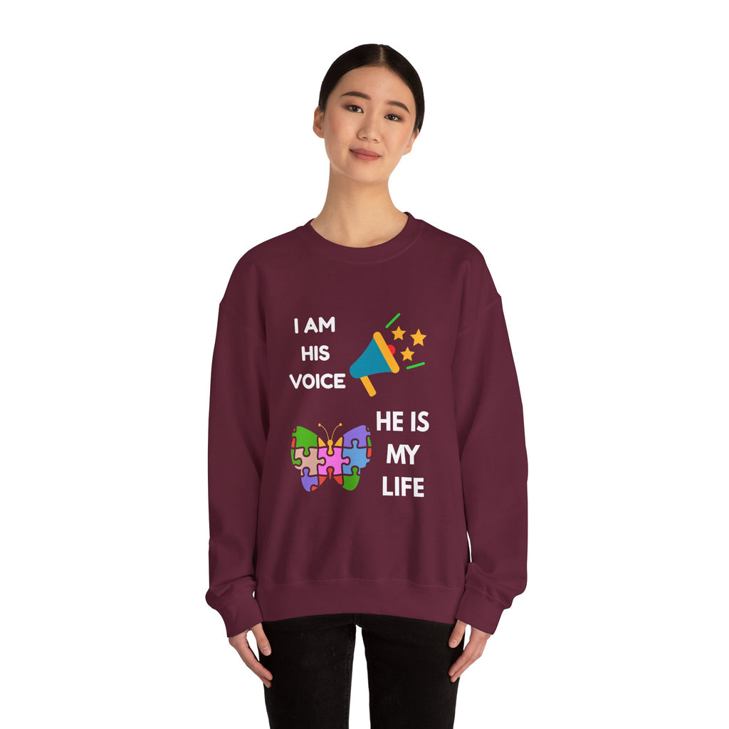 Crewneck Sweatshirt — Autism Awareness Puzzle Heart & Megaphone Design