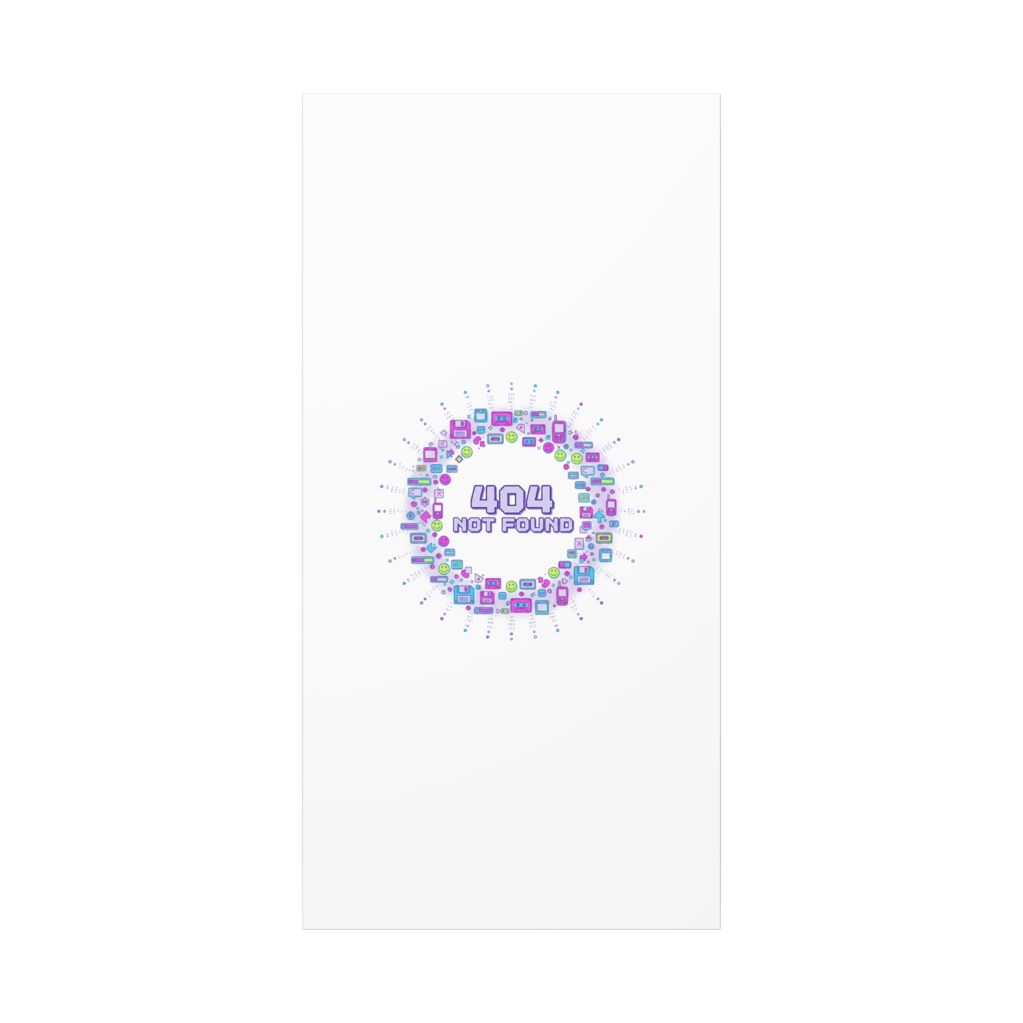 404 Not Found Pixel Circle Canvas | Retro Tech Poster, Y2K Error Aesthetic