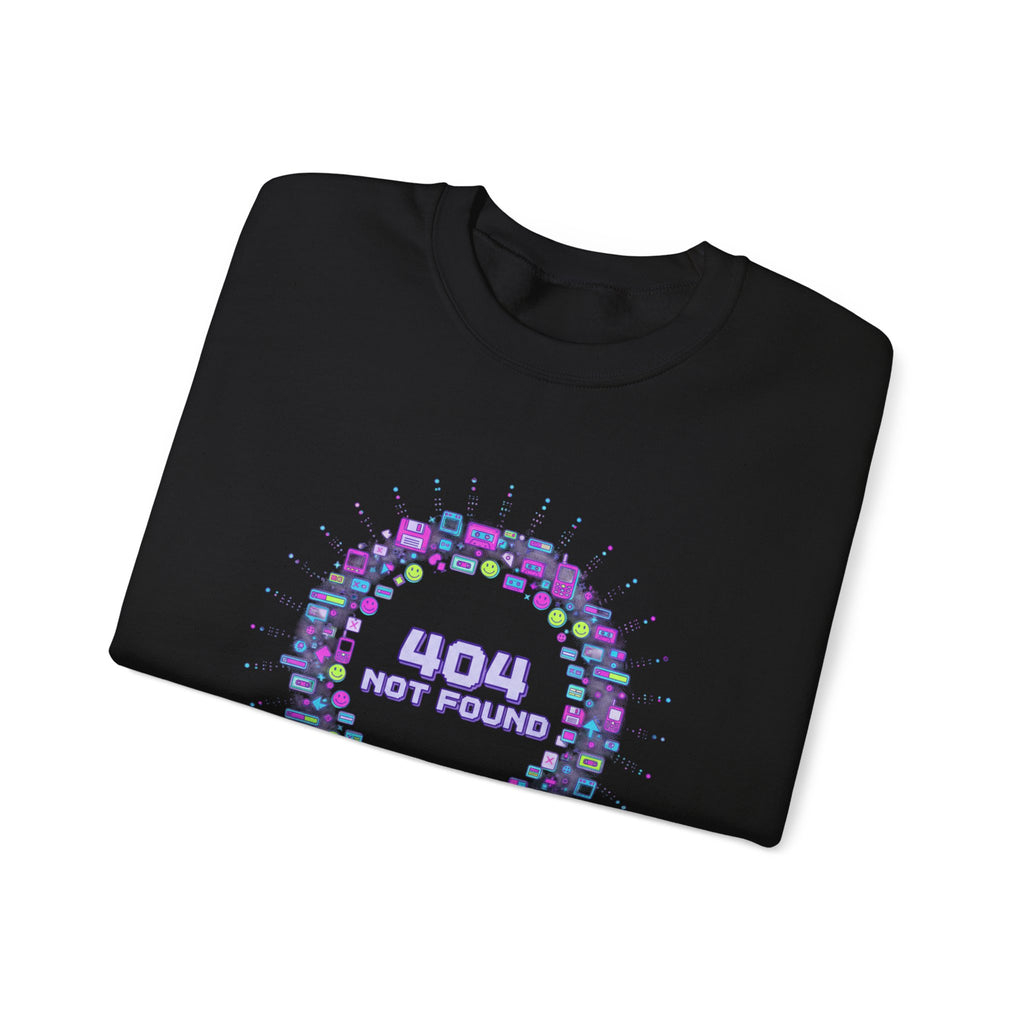 404 Not Found Pixel Icons Crewneck Sweatshirt | Y2K Retro Tech, virtual pet nostalgia