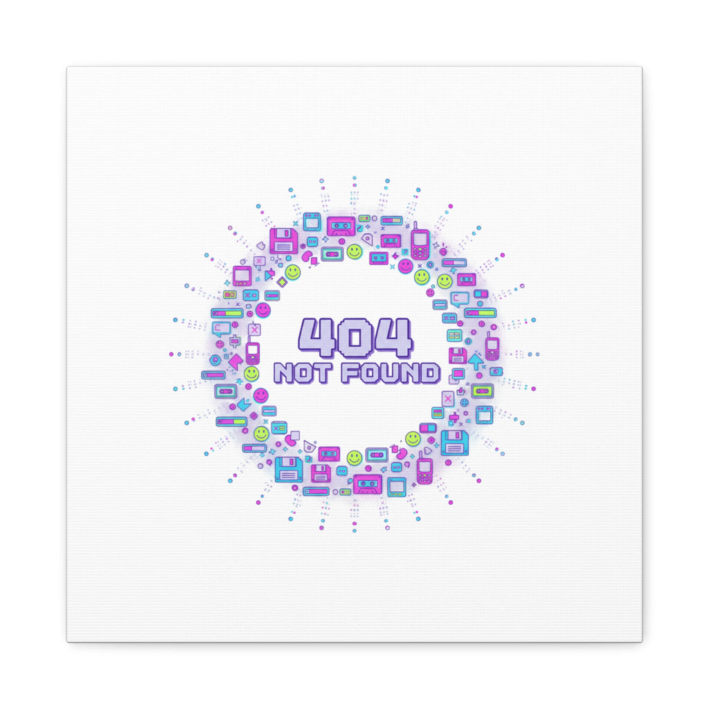 404 Not Found Pixel Circle Canvas | Retro Tech Poster, Y2K Error Aesthetic