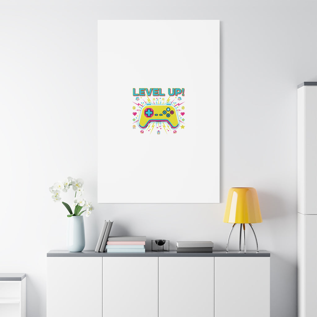 Level Up! Pixel Controller Canvas | Gaming Geek Culture, Retro Pixel Art