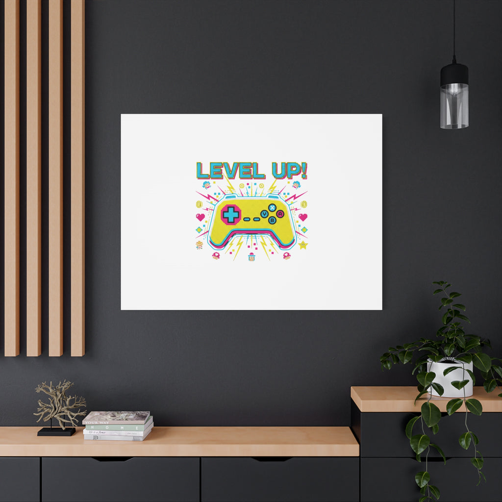 Level Up! Pixel Controller Canvas | Gaming Geek Culture, Retro Pixel Art