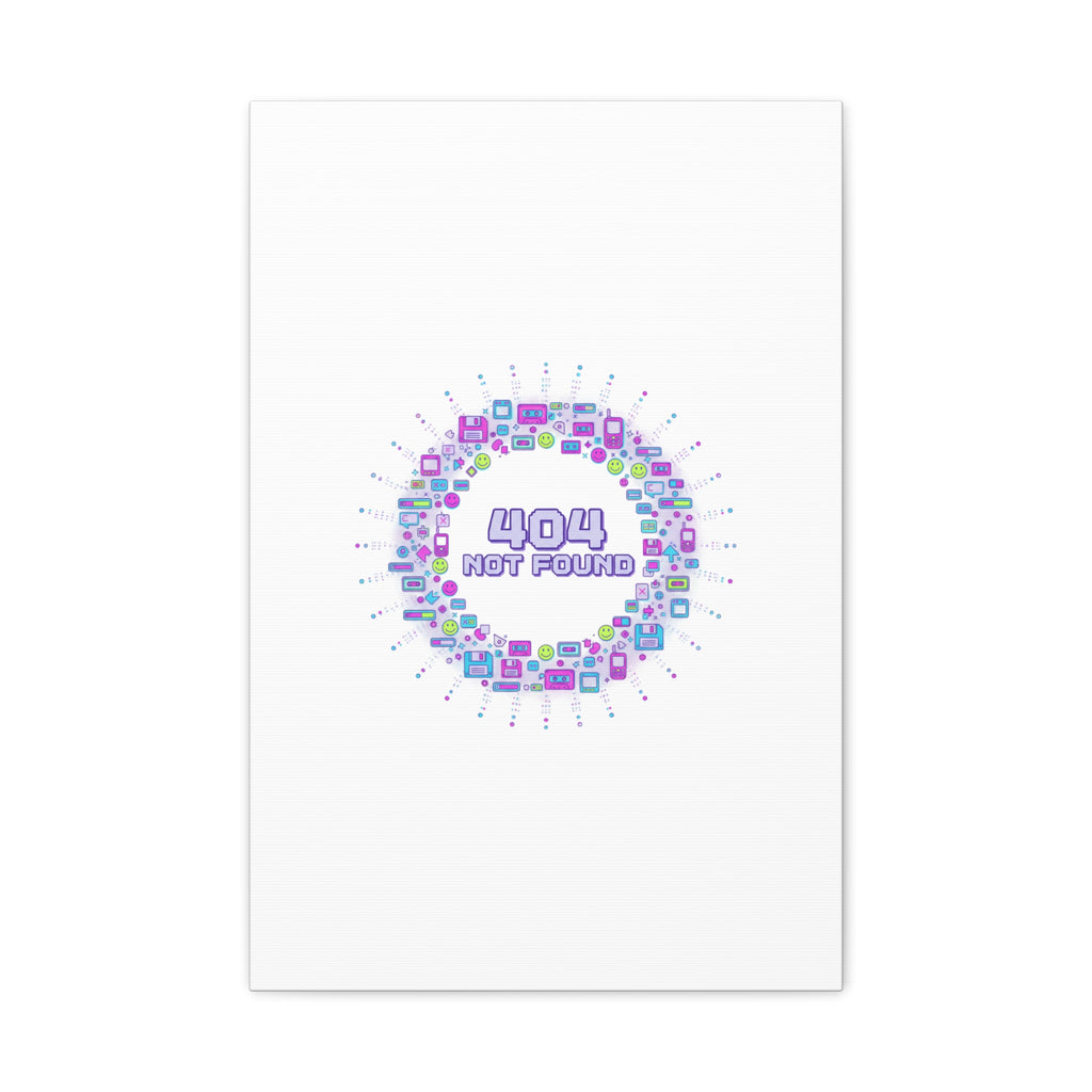 404 Not Found Pixel Circle Canvas | Retro Tech Poster, Y2K Error Aesthetic