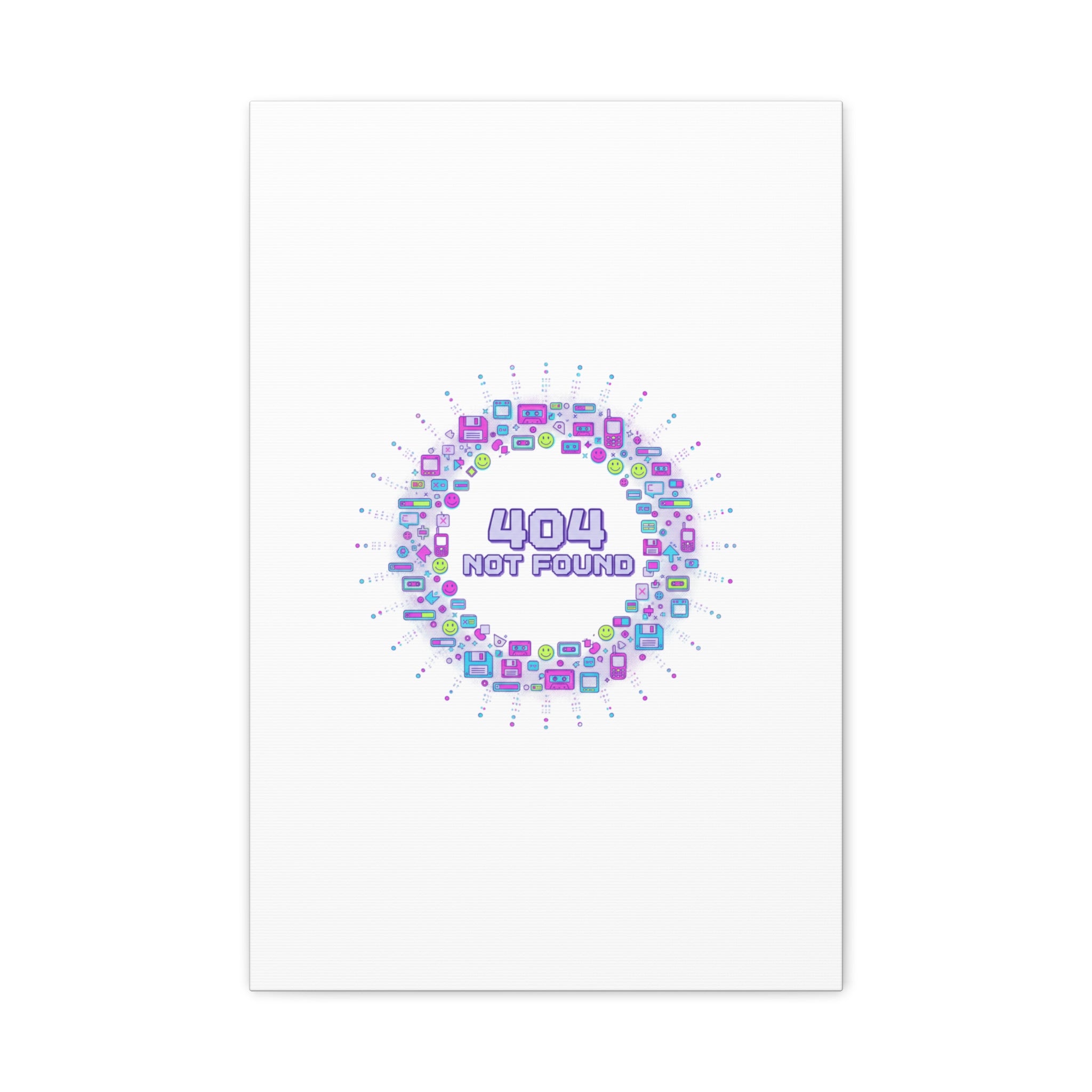 404 Not Found Pixel Circle Canvas | Retro Tech Poster, Y2K Error Aesthetic