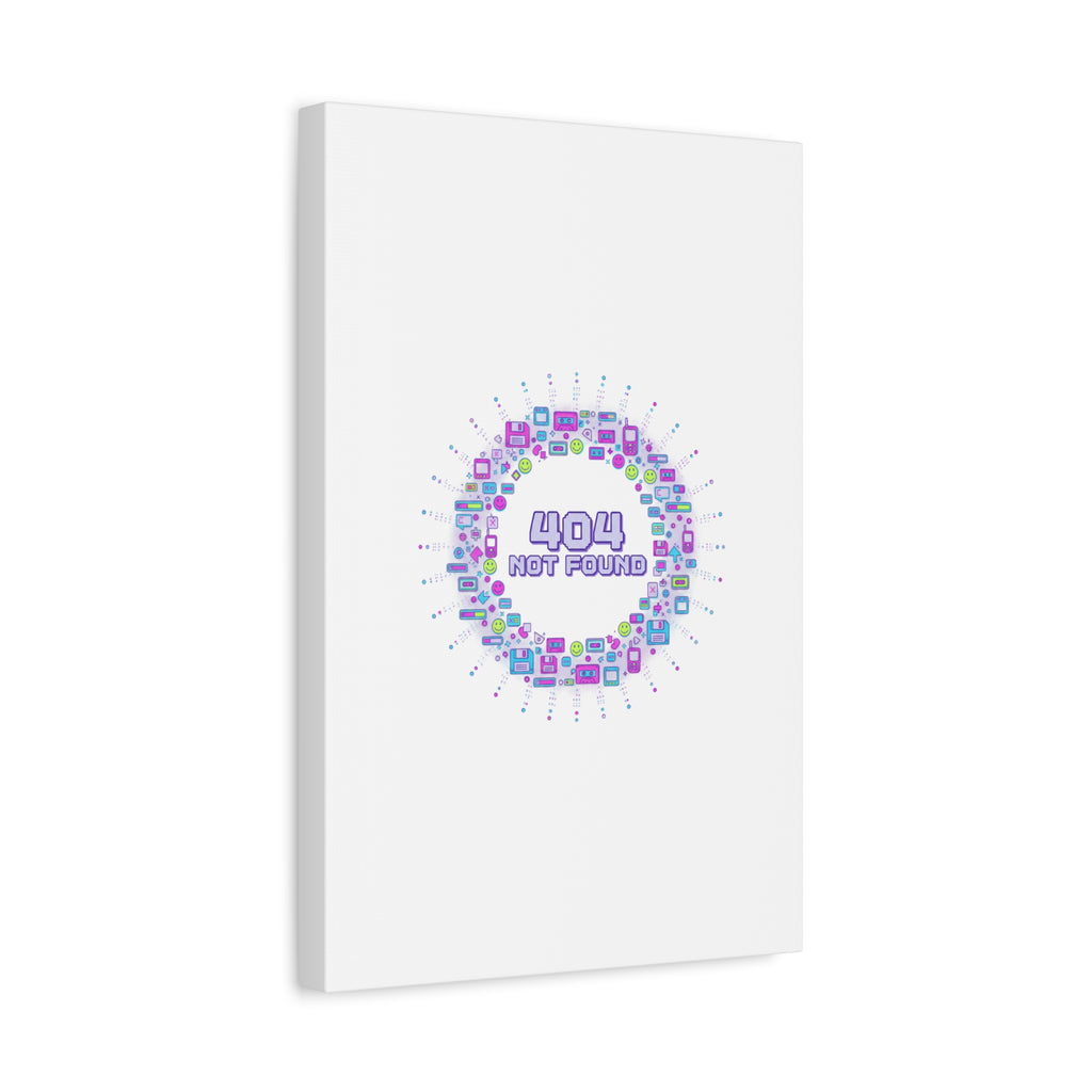 404 Not Found Pixel Circle Canvas | Retro Tech Poster, Y2K Error Aesthetic