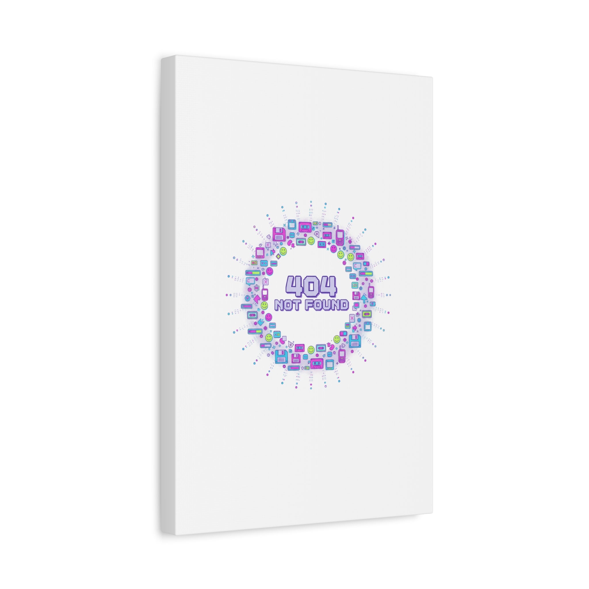 404 Not Found Pixel Circle Canvas | Retro Tech Poster, Y2K Error Aesthetic