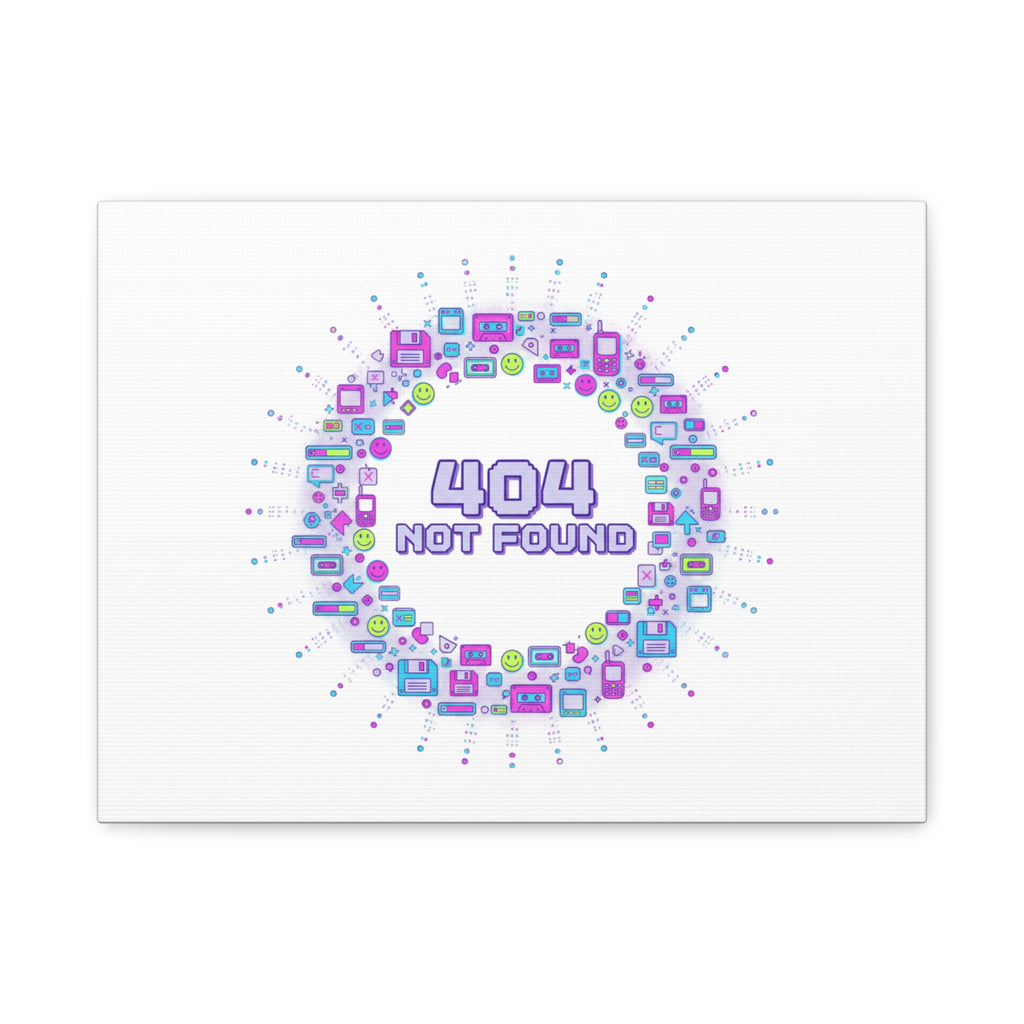 404 Not Found Pixel Circle Canvas | Retro Tech Poster, Y2K Error Aesthetic