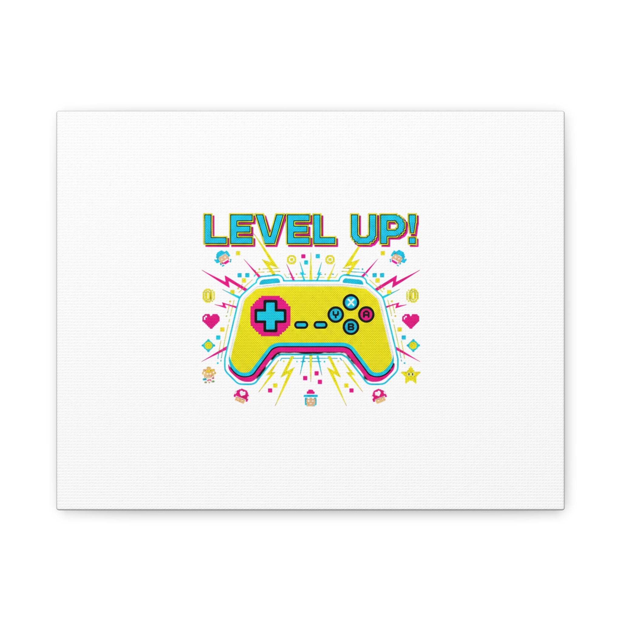 Level Up! Pixel Controller Canvas | Gaming Geek Culture, Retro Pixel Art