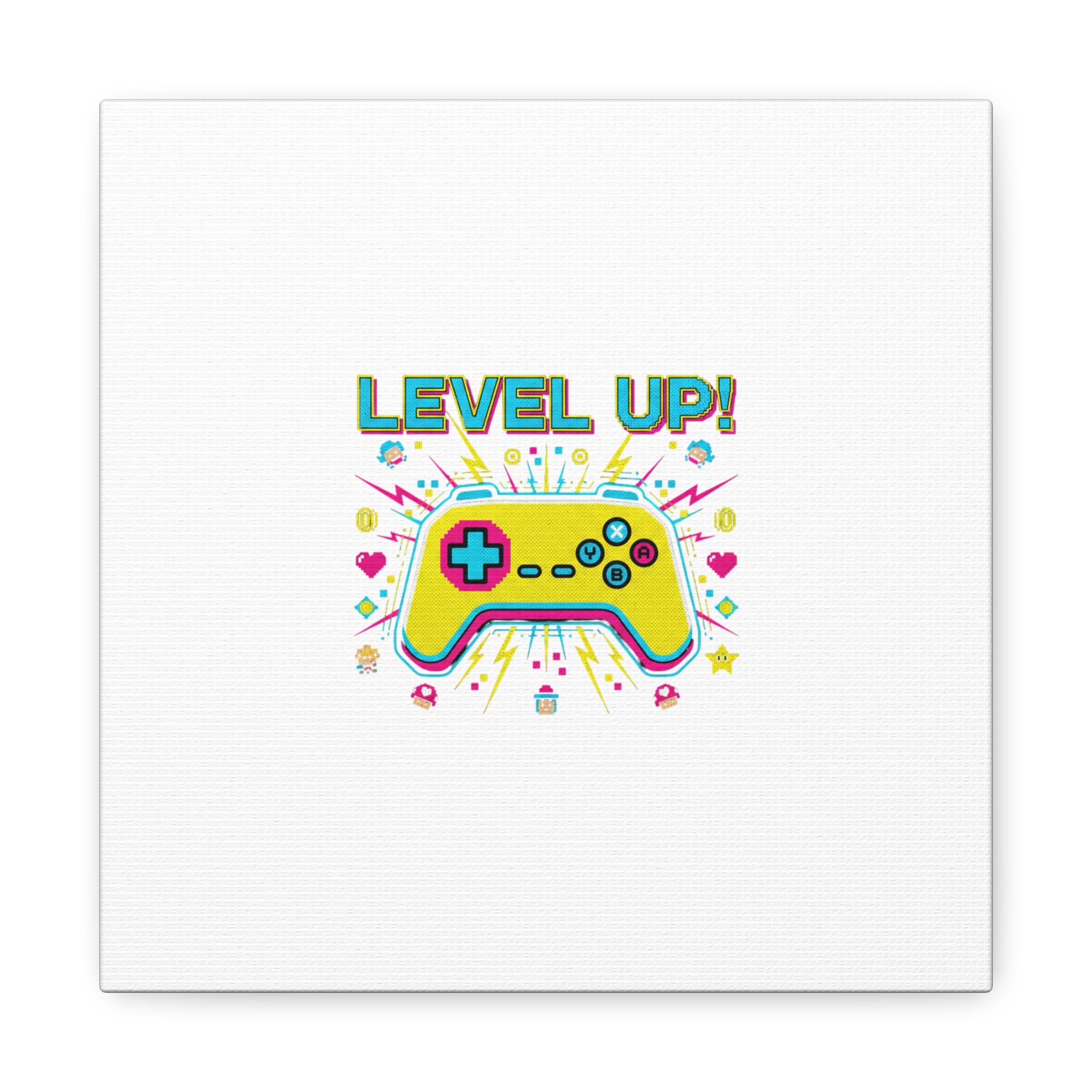 Level Up! Pixel Controller Canvas | Gaming Geek Culture, Retro Pixel Art