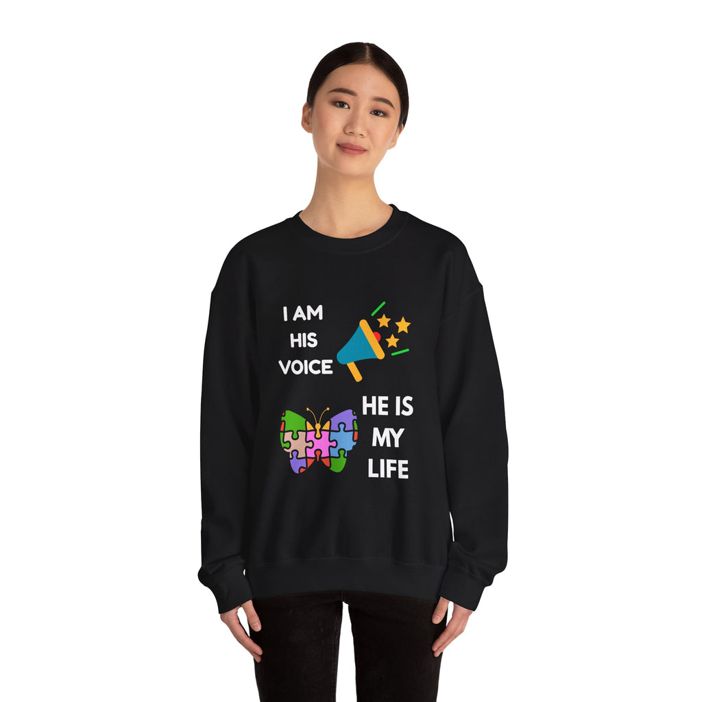 Crewneck Sweatshirt — Autism Awareness Puzzle Heart & Megaphone Design