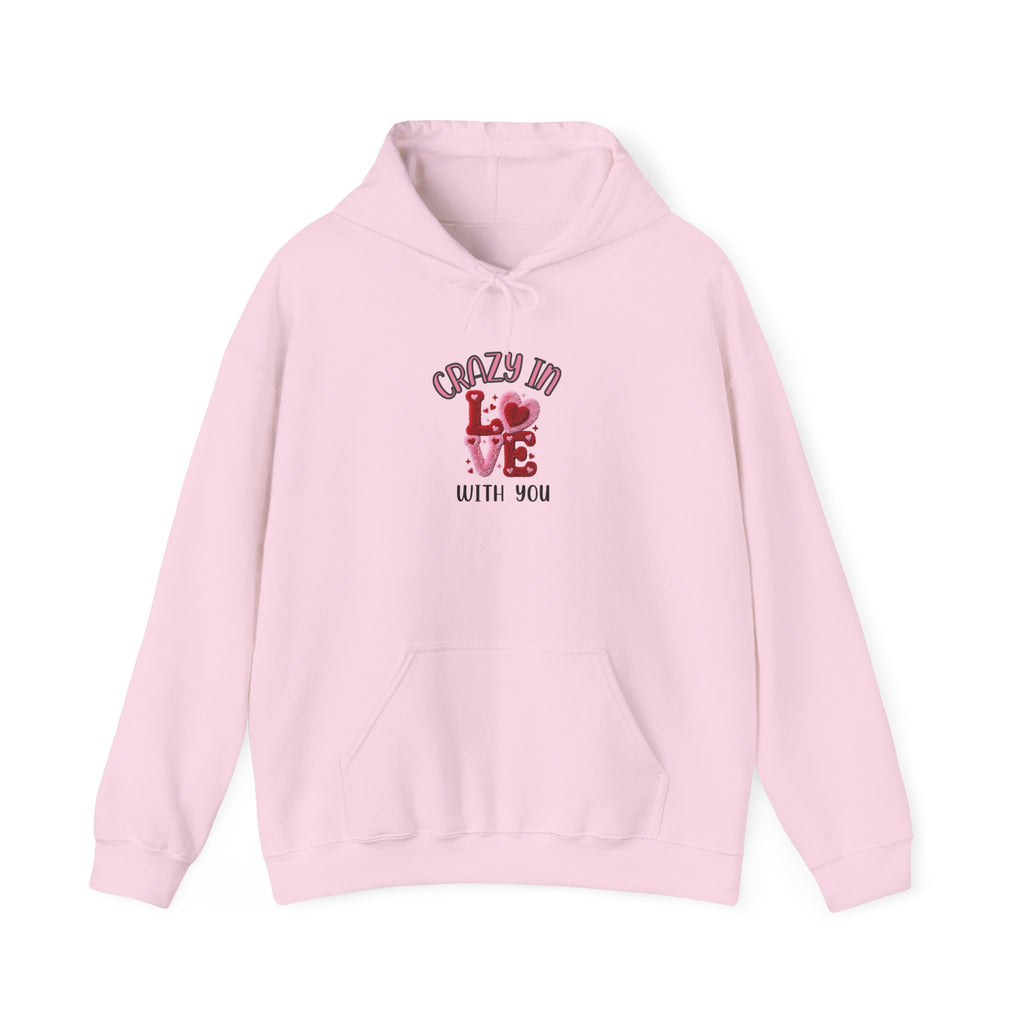 Hoodie — "Crazy in Love With You" Valentine's Heart Graphic Pullover
