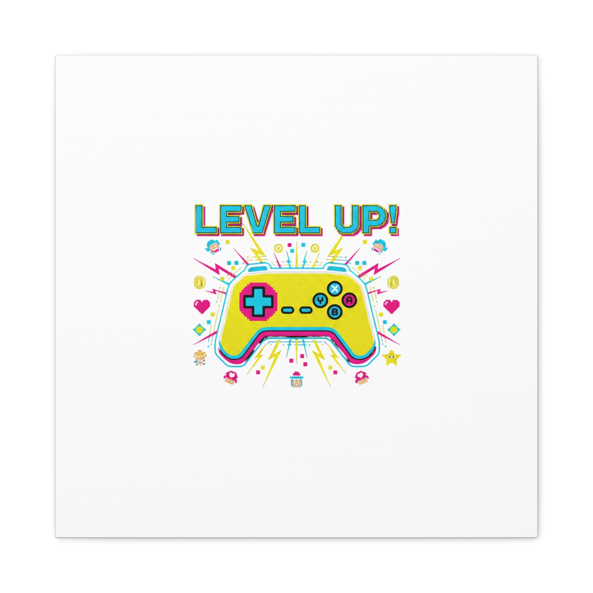 Level Up! Pixel Controller Canvas | Gaming Geek Culture, Retro Pixel Art