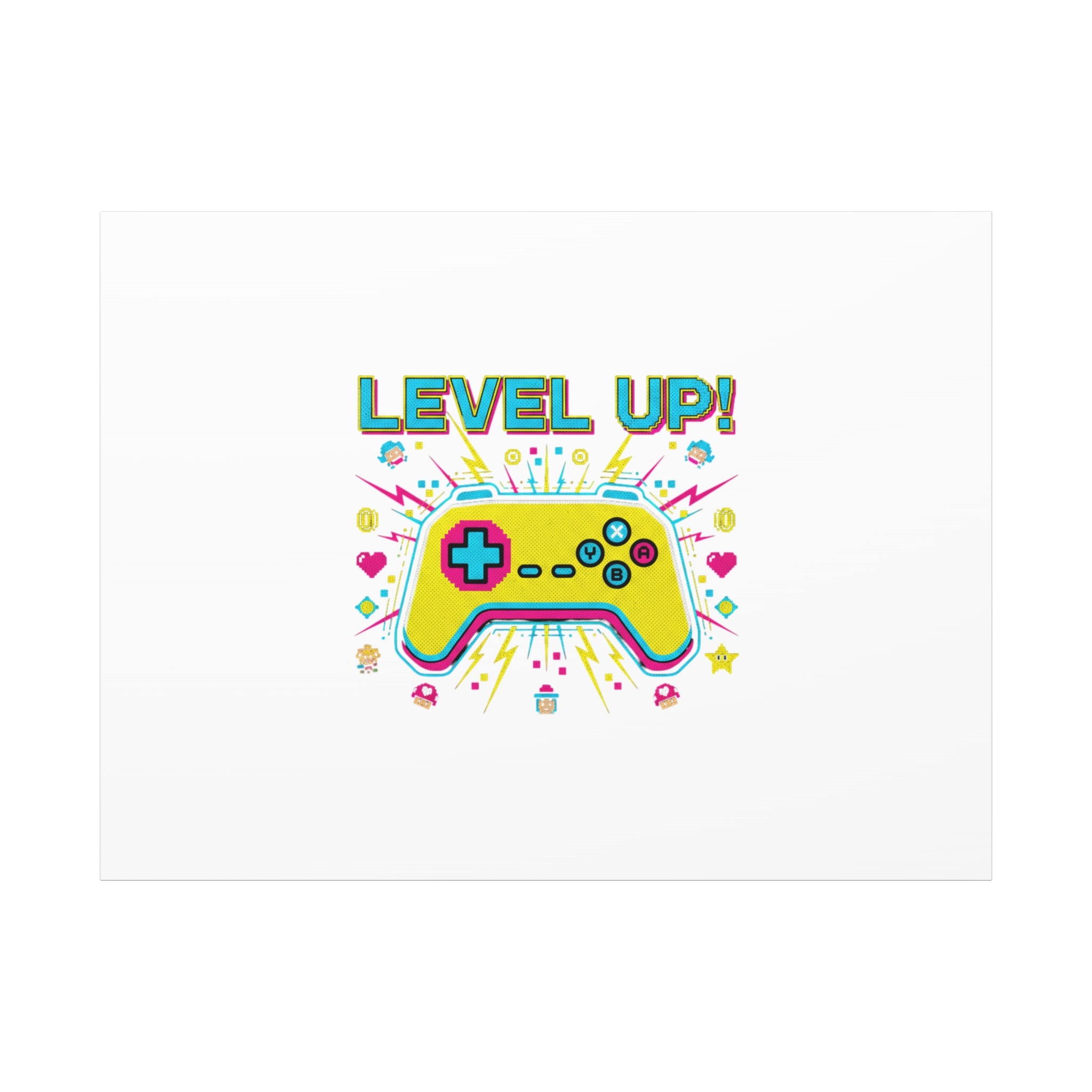 Level Up! Pixel Controller Canvas | Gaming Geek Culture, Retro Pixel Art