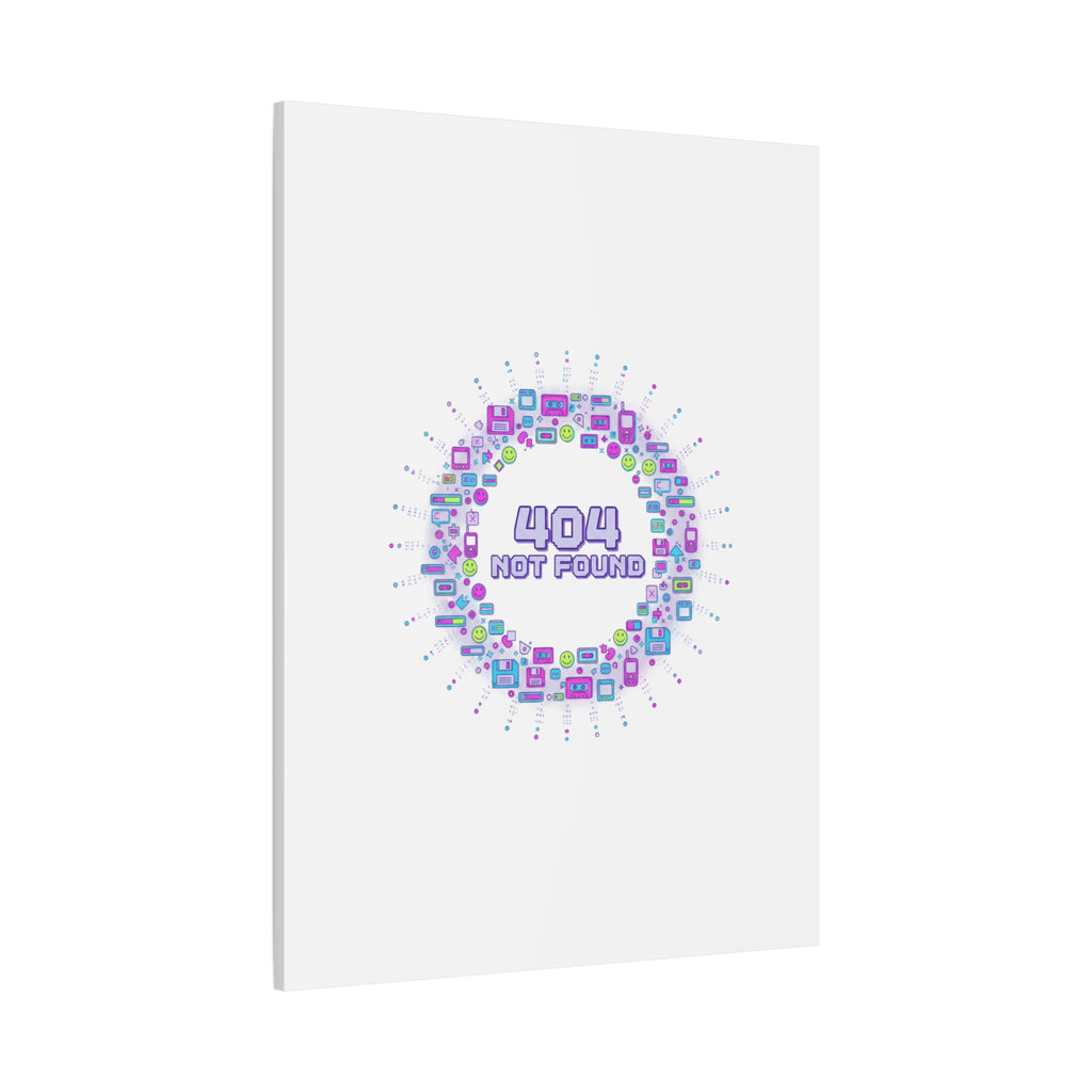 404 Not Found Pixel Circle Canvas | Retro Tech Poster, Y2K Error Aesthetic