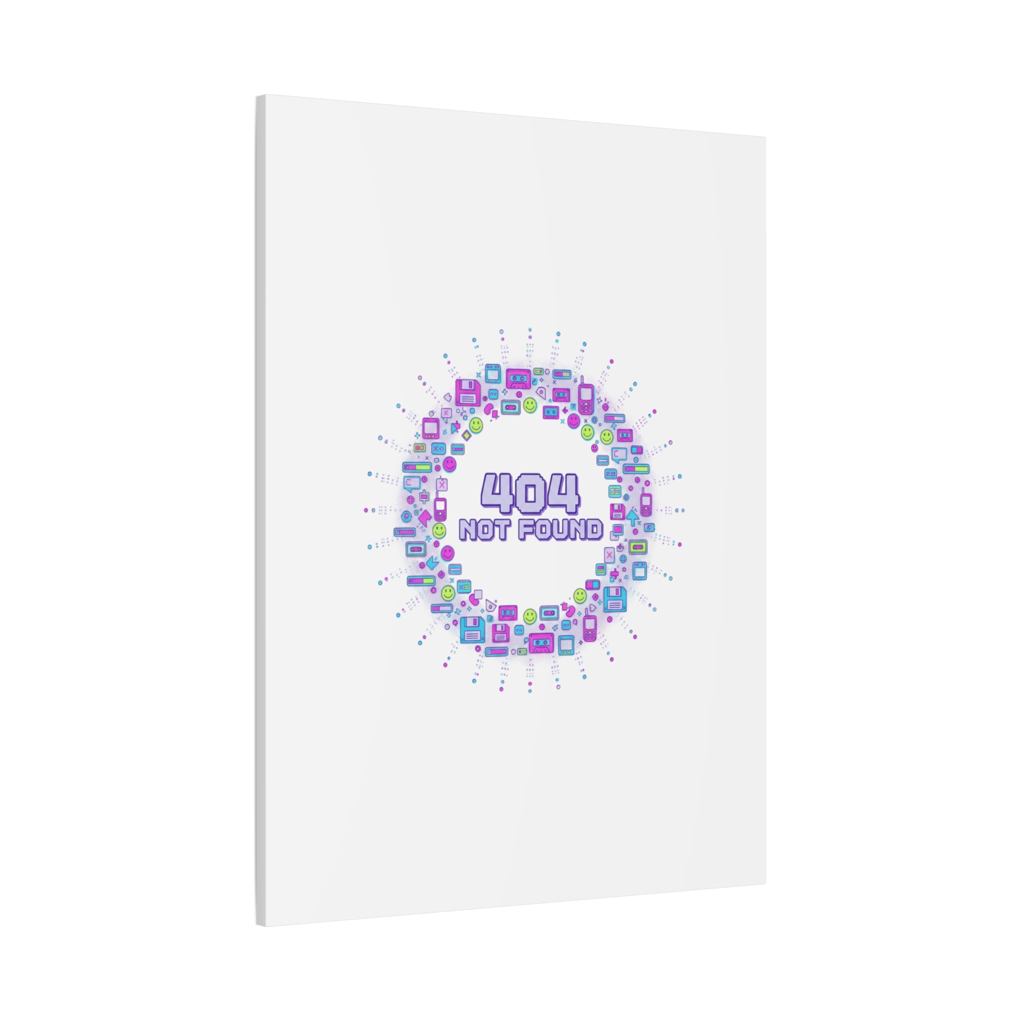 404 Not Found Pixel Circle Canvas | Retro Tech Poster, Y2K Error Aesthetic