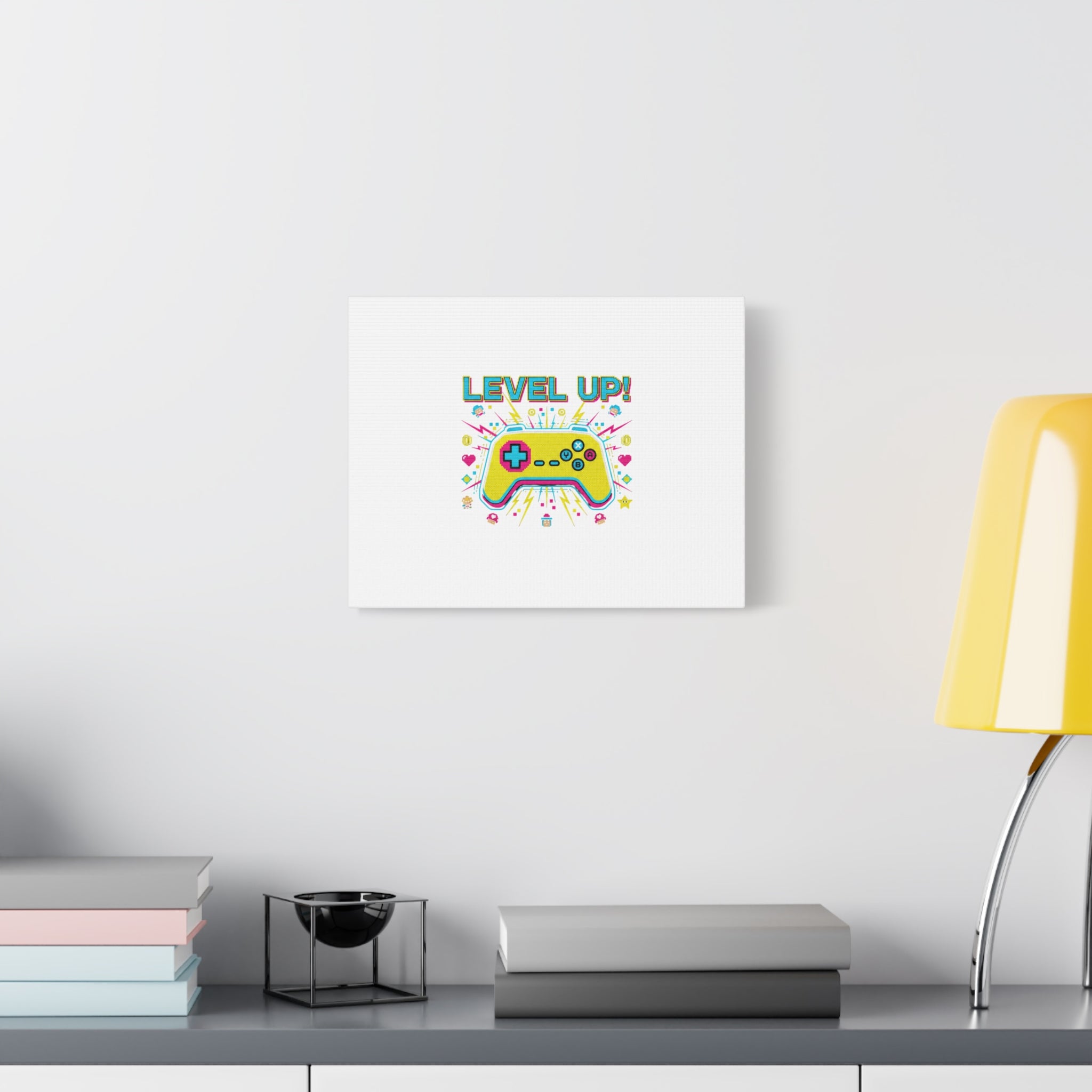 Level Up! Pixel Controller Canvas | Gaming Geek Culture, Retro Pixel Art