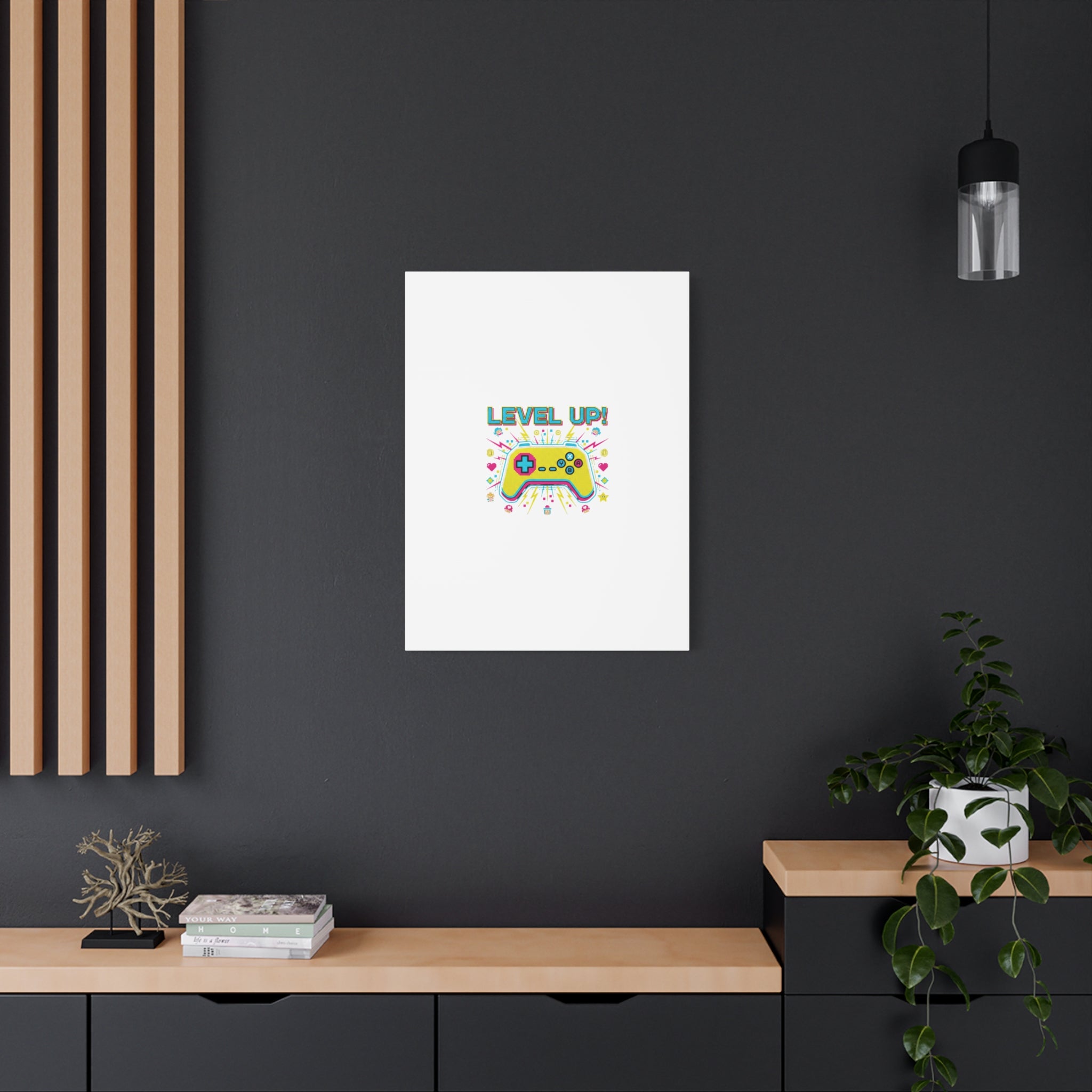 Level Up! Pixel Controller Canvas | Gaming Geek Culture, Retro Pixel Art