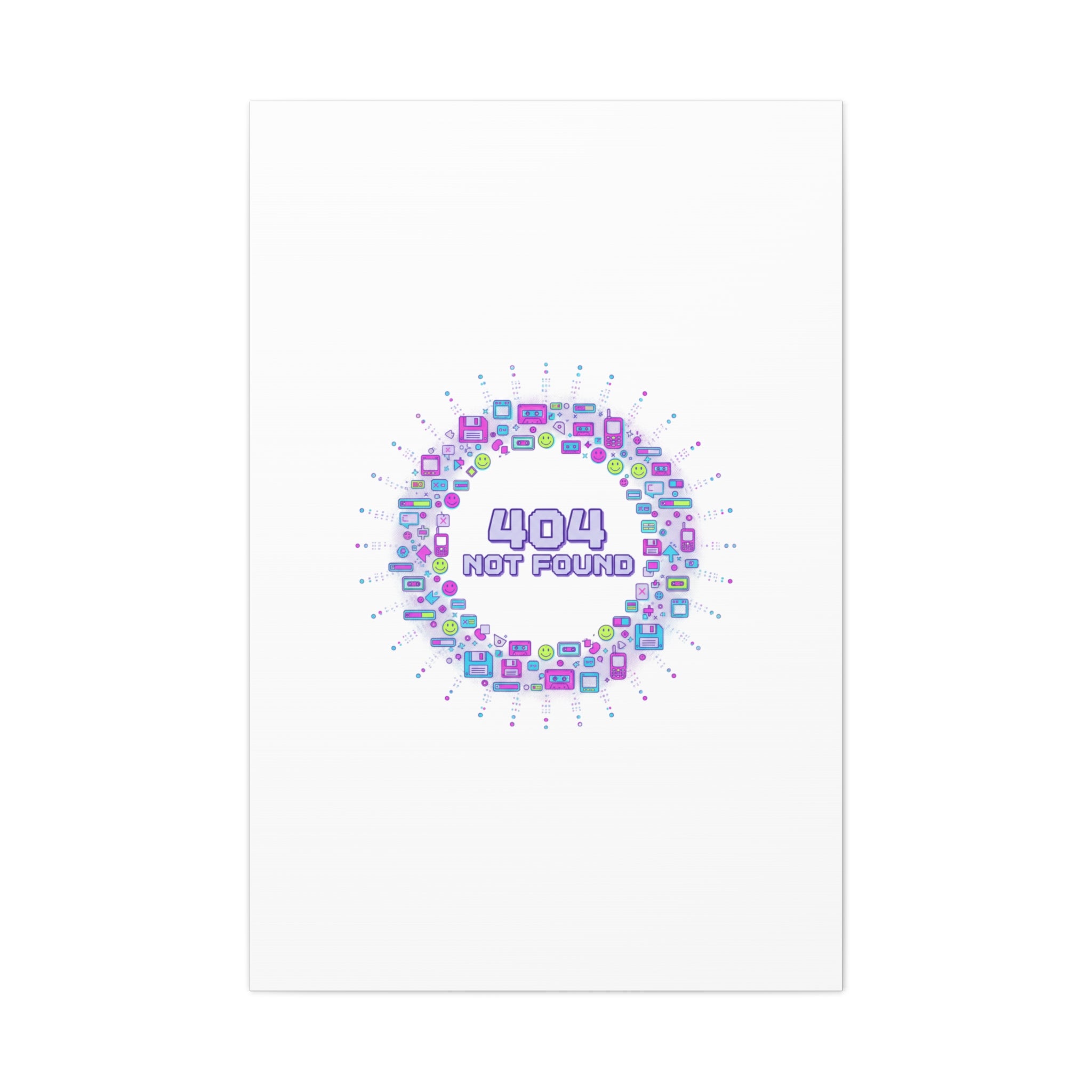 404 Not Found Pixel Circle Canvas | Retro Tech Poster, Y2K Error Aesthetic