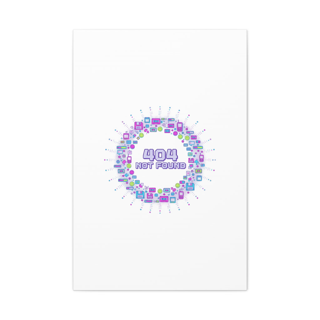 404 Not Found Pixel Circle Canvas | Retro Tech Poster, Y2K Error Aesthetic