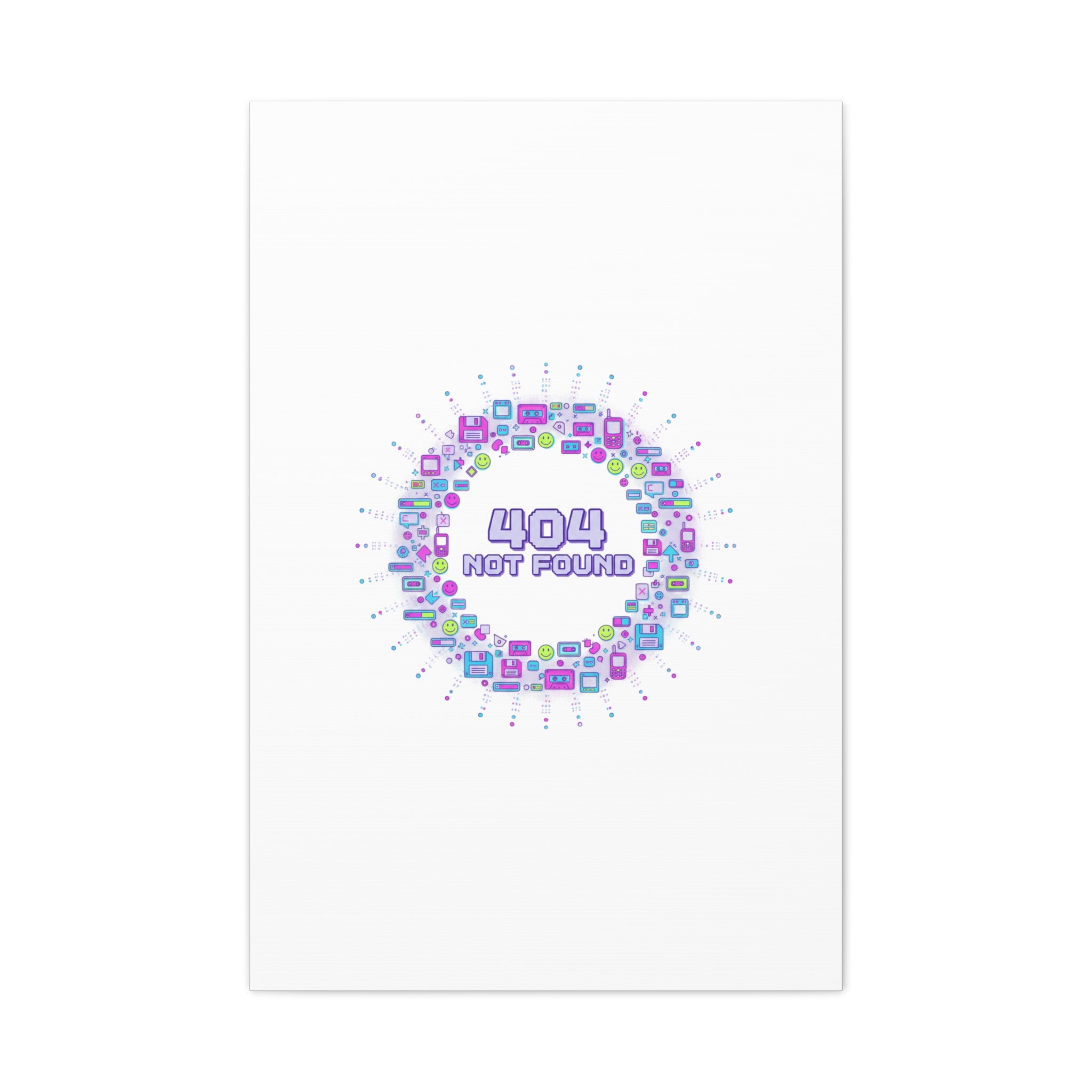 404 Not Found Pixel Circle Canvas | Retro Tech Poster, Y2K Error Aesthetic