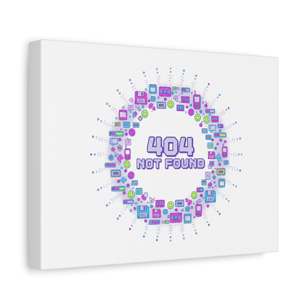 404 Not Found Pixel Circle Canvas | Retro Tech Poster, Y2K Error Aesthetic