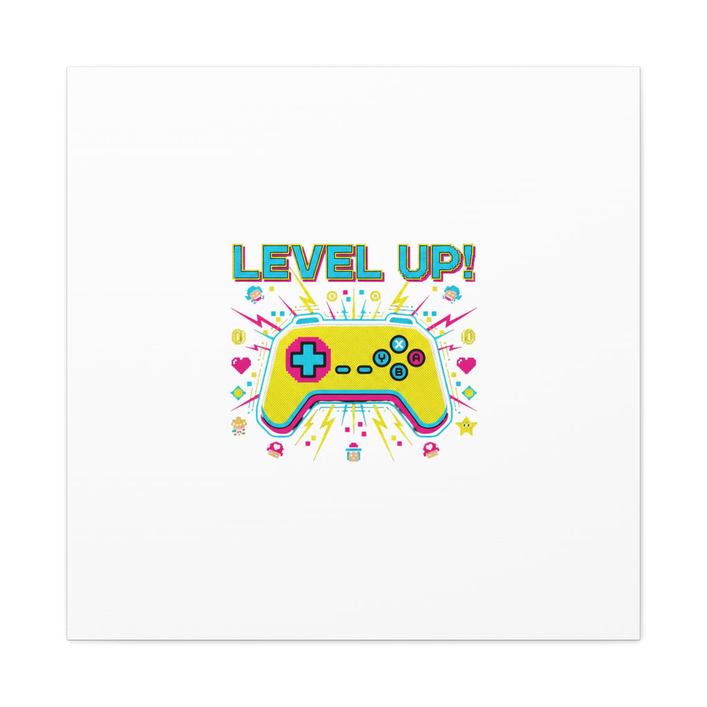 Level Up! Pixel Controller Canvas | Gaming Geek Culture, Retro Pixel Art