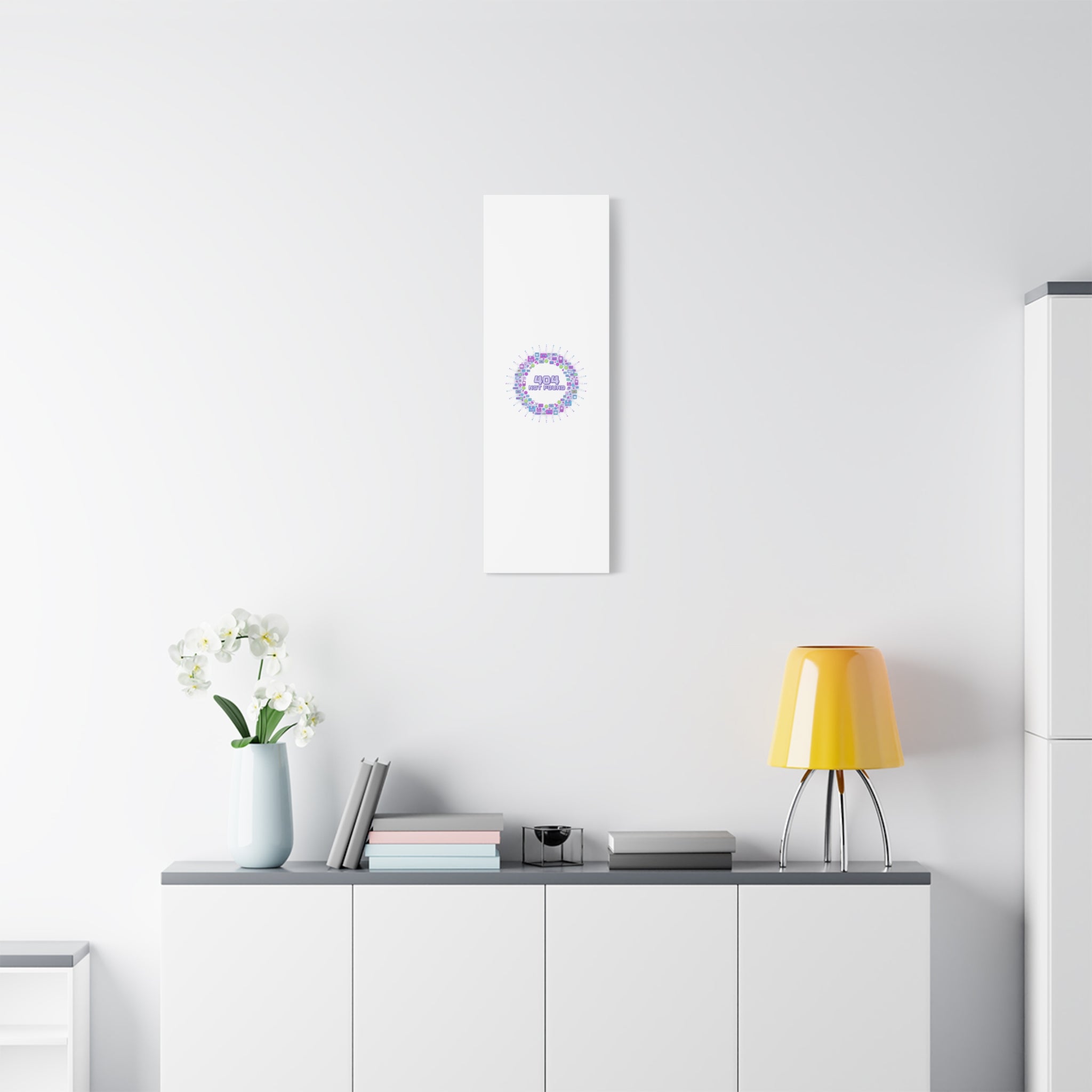 404 Not Found Pixel Circle Canvas | Retro Tech Poster, Y2K Error Aesthetic