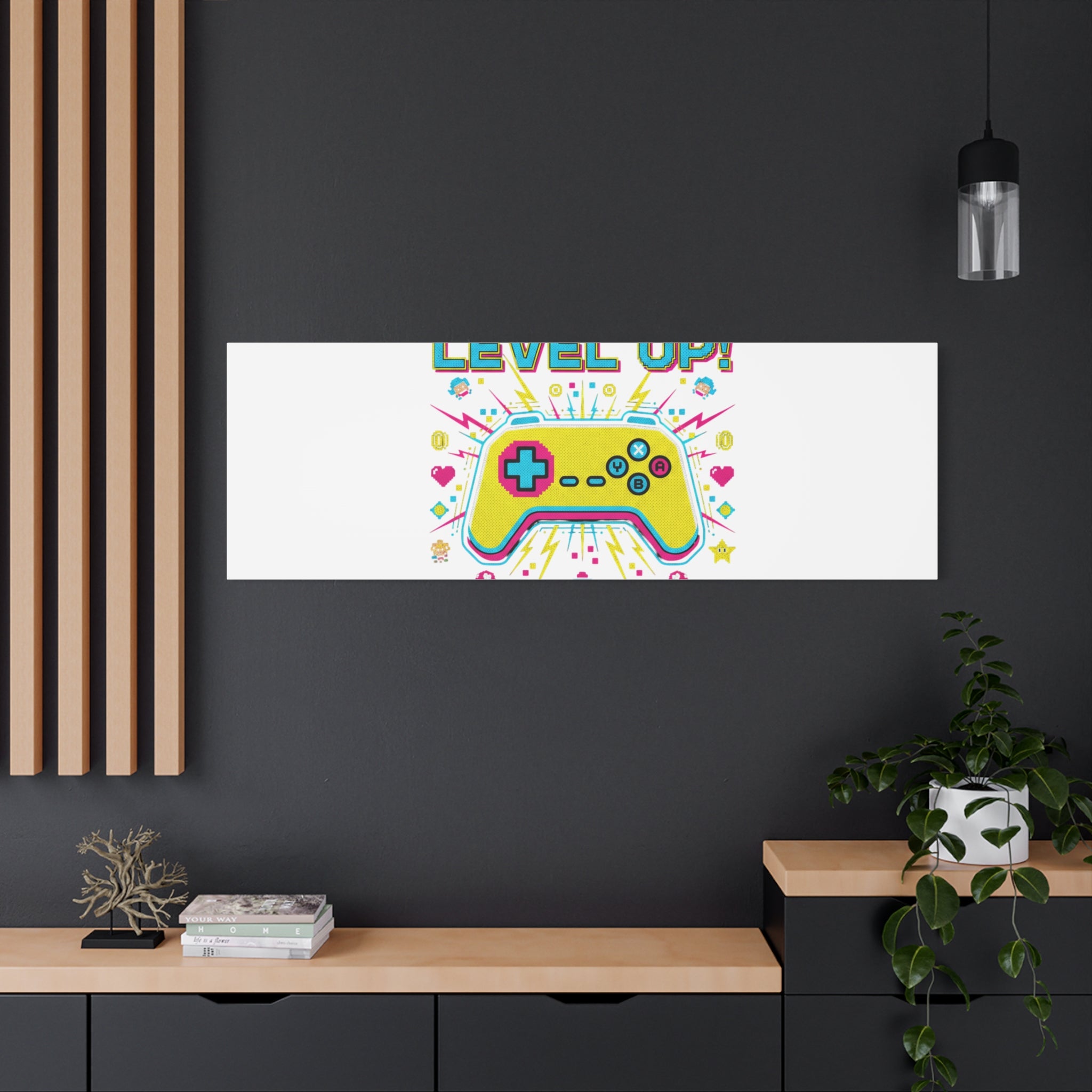 Level Up! Pixel Controller Canvas | Gaming Geek Culture, Retro Pixel Art