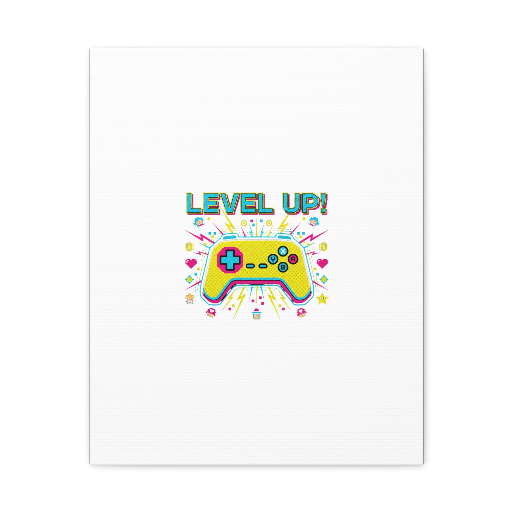 Level Up! Pixel Controller Canvas | Gaming Geek Culture, Retro Pixel Art