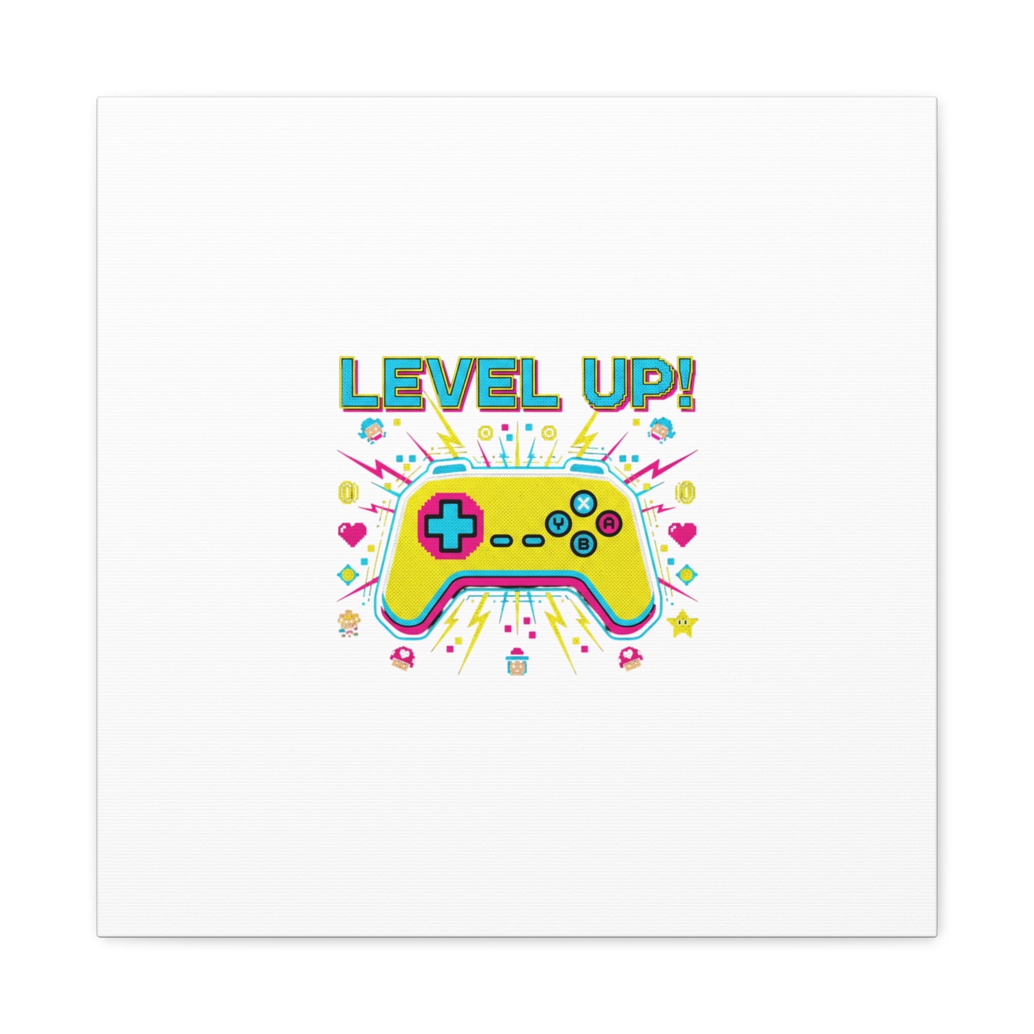 Level Up! Pixel Controller Canvas | Gaming Geek Culture, Retro Pixel Art