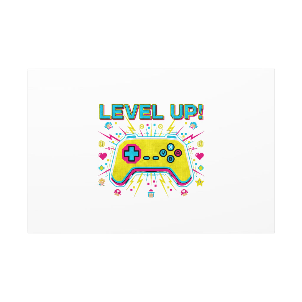 Level Up! Pixel Controller Canvas | Gaming Geek Culture, Retro Pixel Art