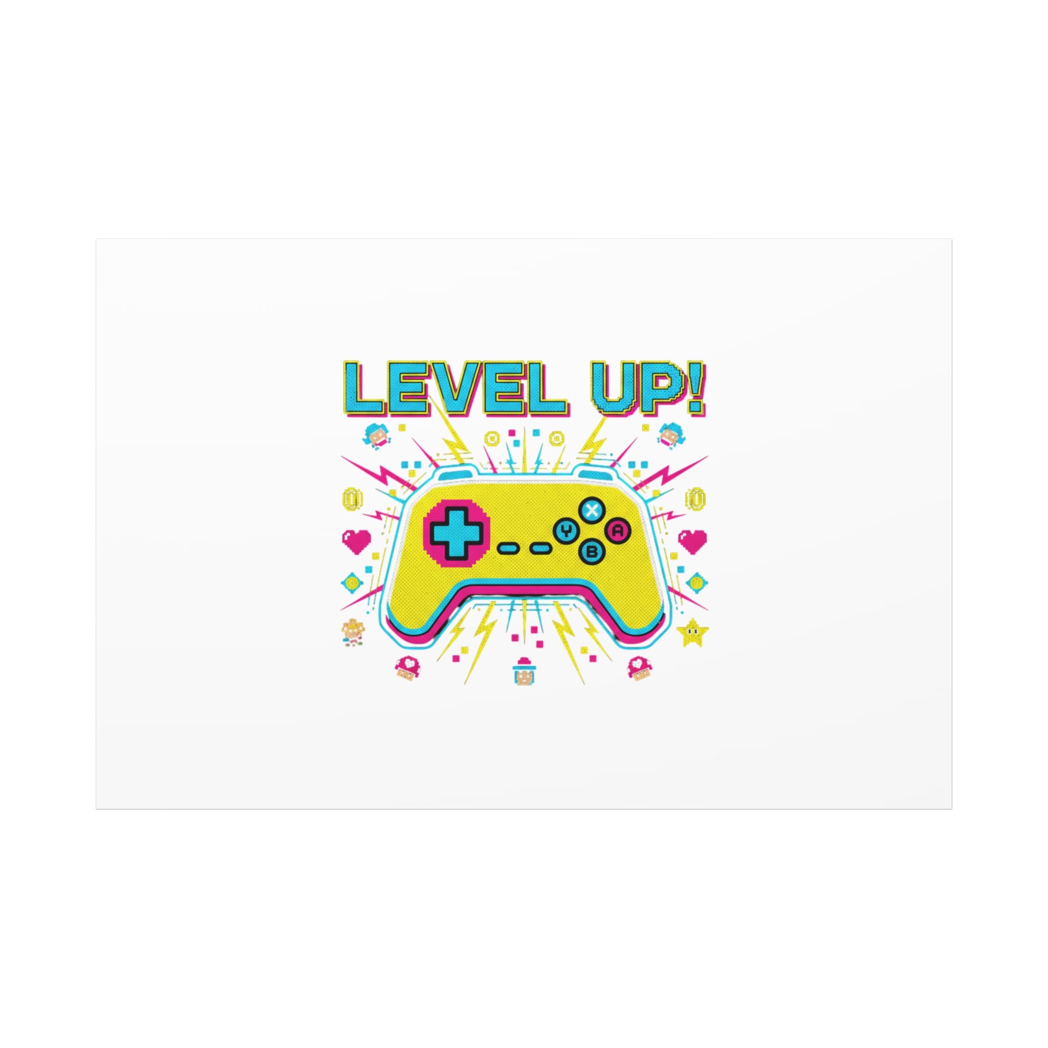 Level Up! Pixel Controller Canvas | Gaming Geek Culture, Retro Pixel Art