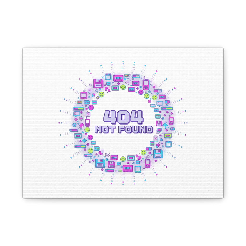 404 Not Found Pixel Circle Canvas | Retro Tech Poster, Y2K Error Aesthetic