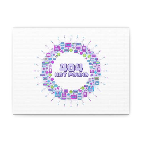 404 Not Found Pixel Circle Canvas | Retro Tech Poster, Y2K Error Aesthetic