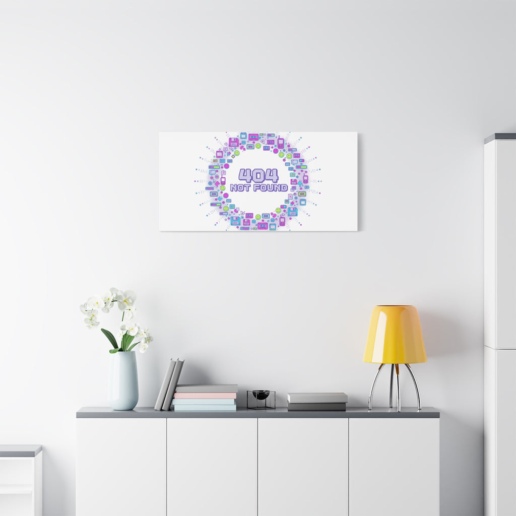 404 Not Found Pixel Circle Canvas | Retro Tech Poster, Y2K Error Aesthetic