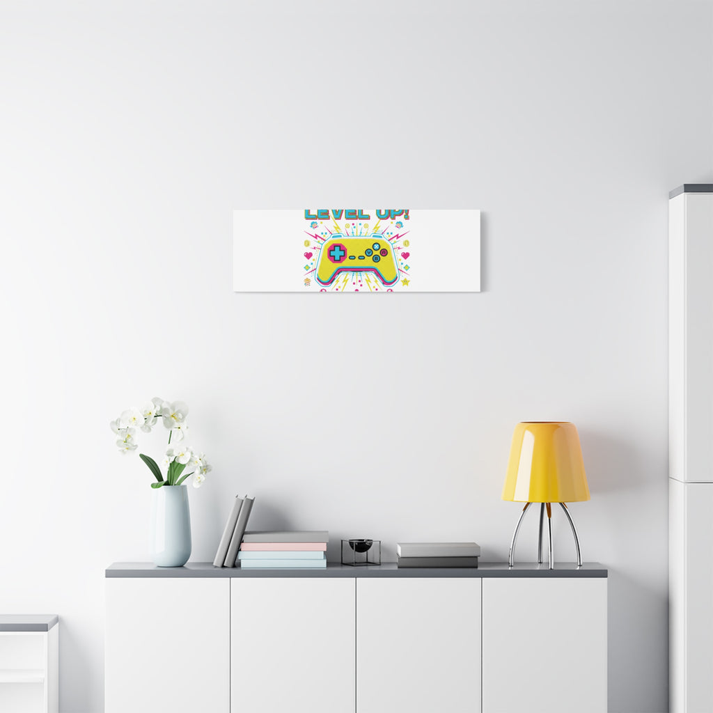 Level Up! Pixel Controller Canvas | Gaming Geek Culture, Retro Pixel Art