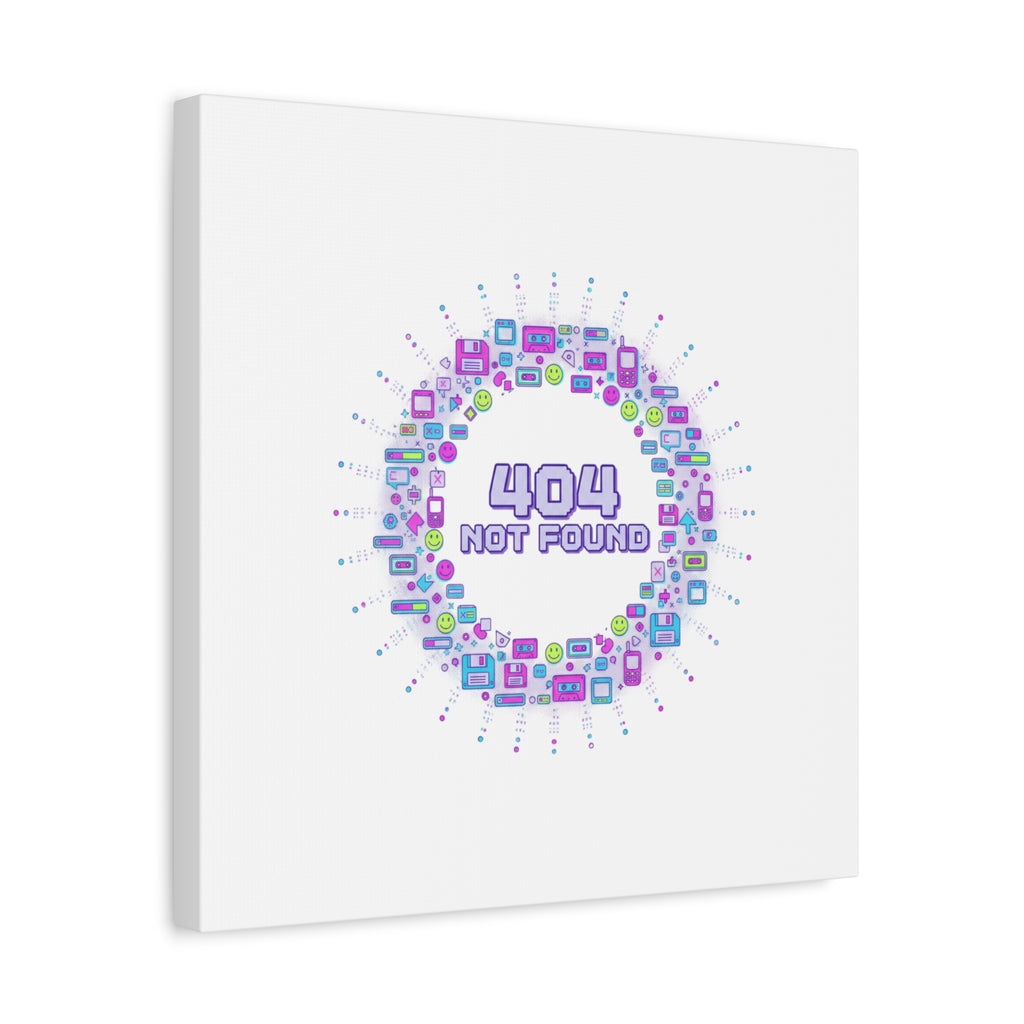 404 Not Found Pixel Circle Canvas | Retro Tech Poster, Y2K Error Aesthetic