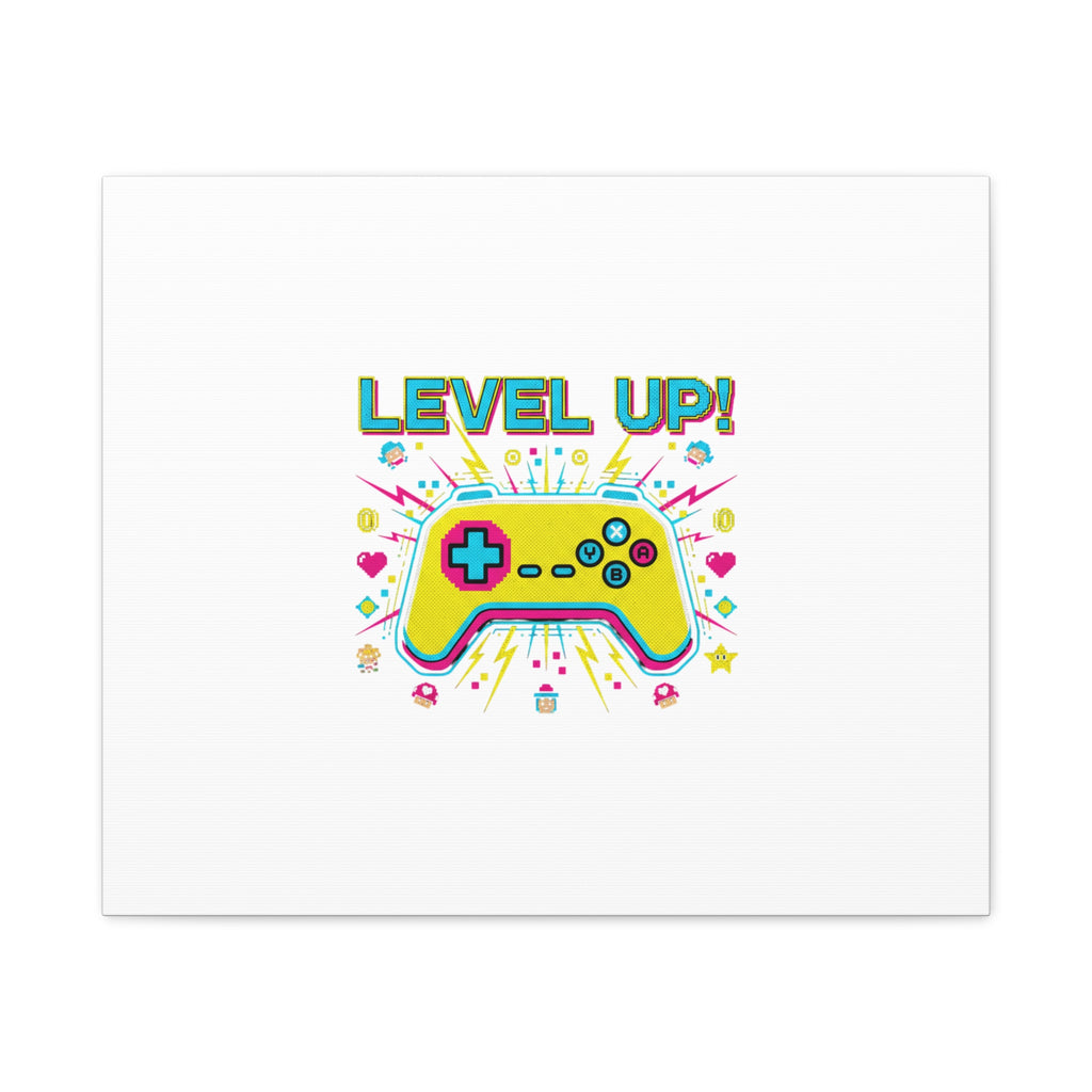 Level Up! Pixel Controller Canvas | Gaming Geek Culture, Retro Pixel Art