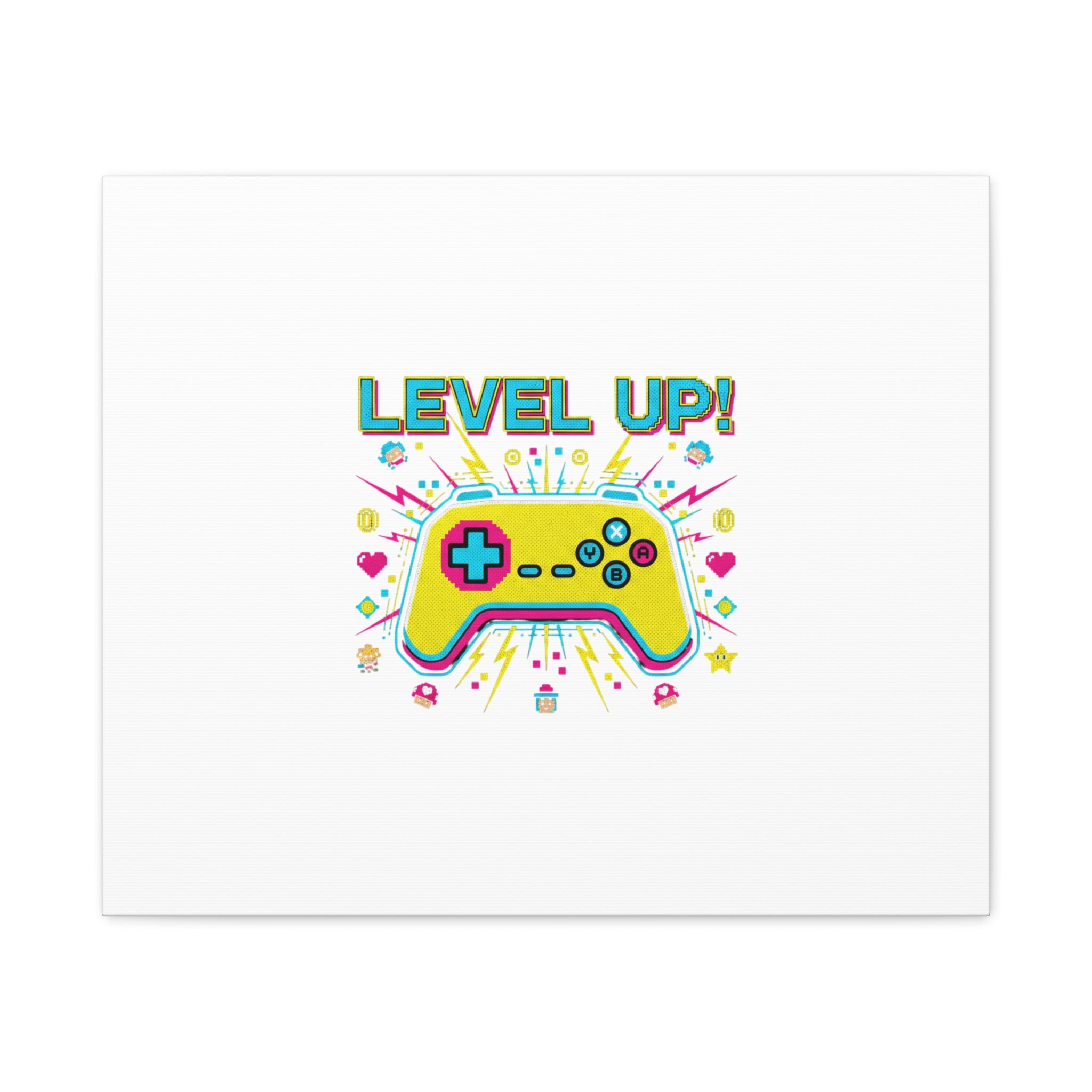 Level Up! Pixel Controller Canvas | Gaming Geek Culture, Retro Pixel Art