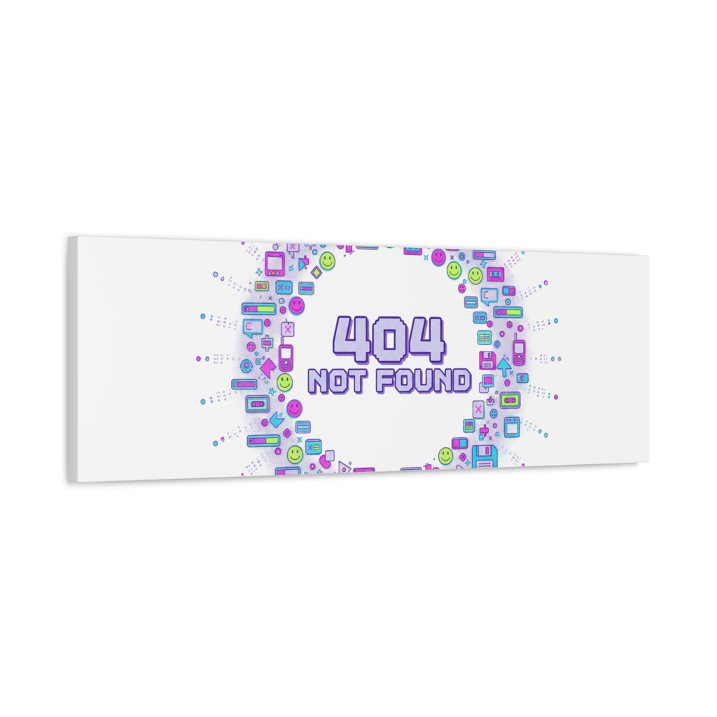 404 Not Found Pixel Circle Canvas | Retro Tech Poster, Y2K Error Aesthetic