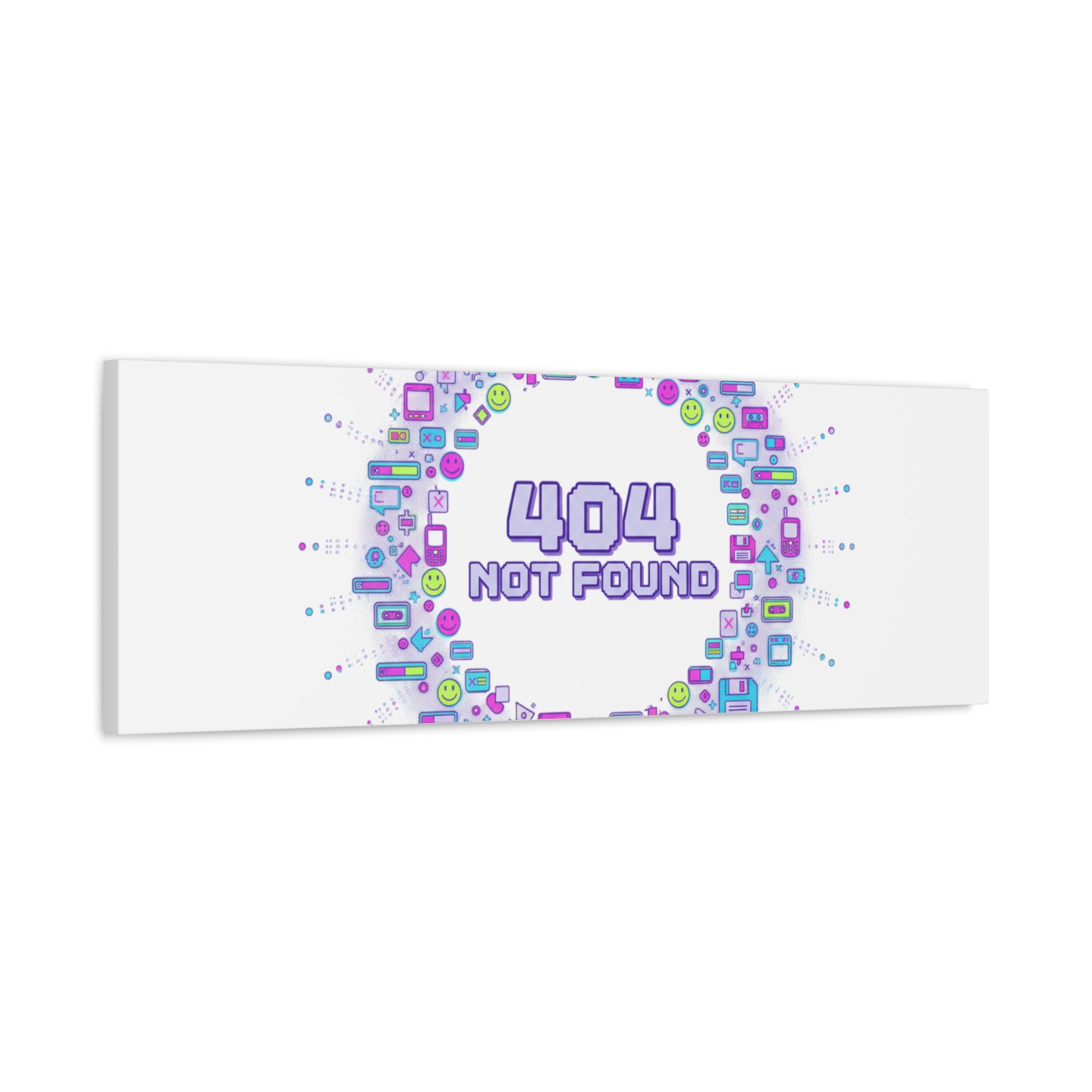 404 Not Found Pixel Circle Canvas | Retro Tech Poster, Y2K Error Aesthetic
