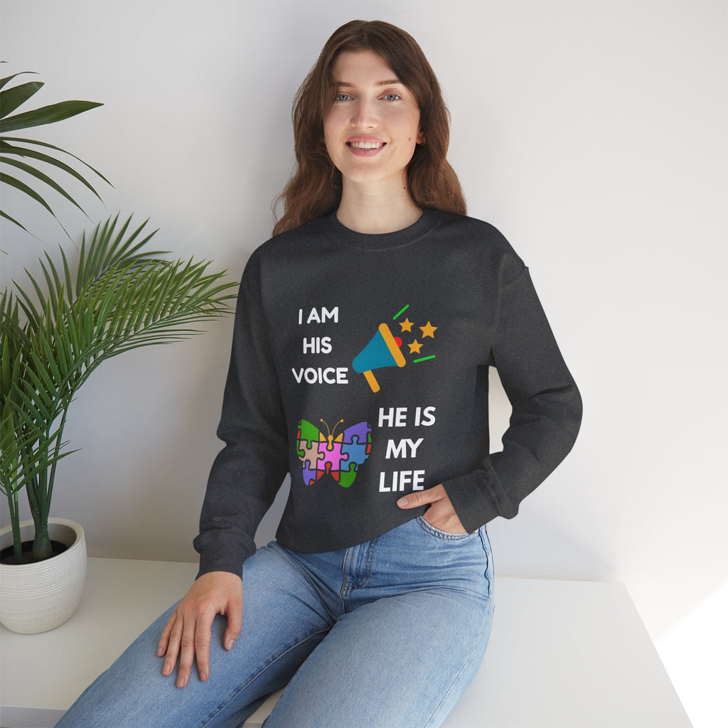 Crewneck Sweatshirt — Autism Awareness Puzzle Heart & Megaphone Design