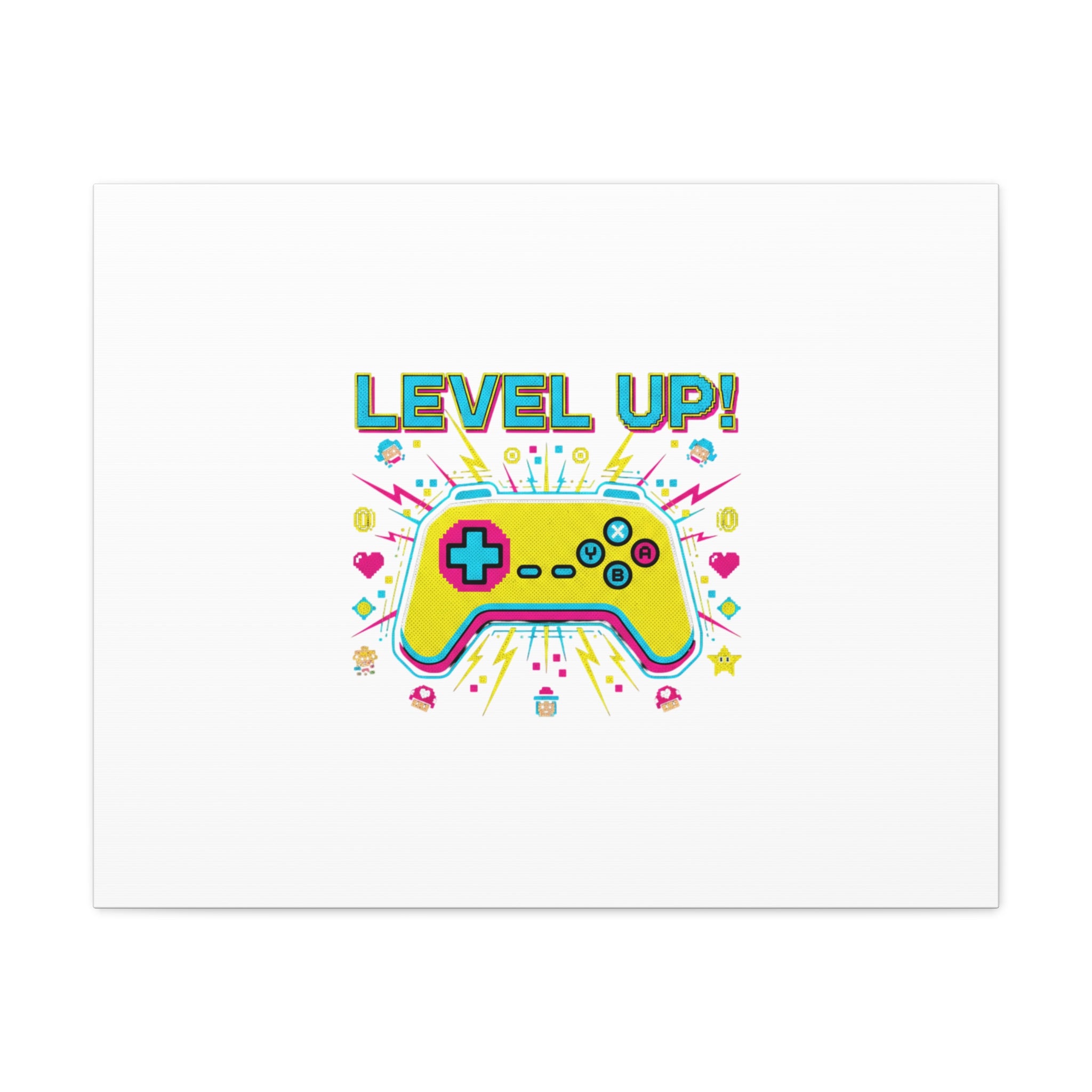 Level Up! Pixel Controller Canvas | Gaming Geek Culture, Retro Pixel Art