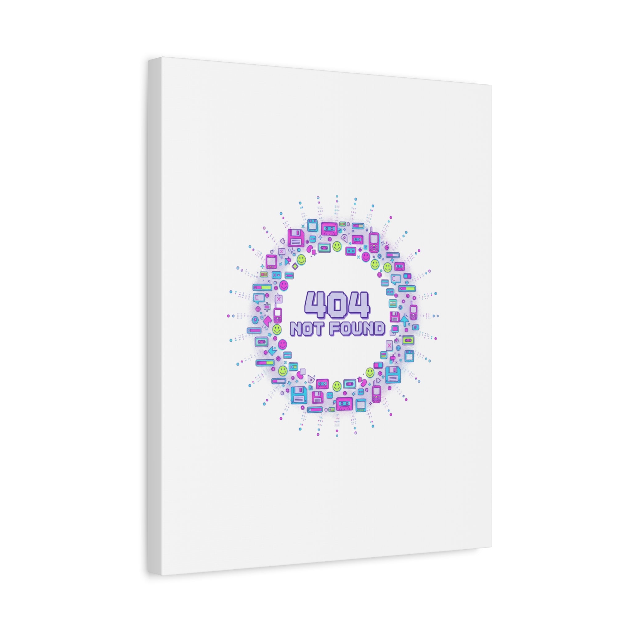 404 Not Found Pixel Circle Canvas | Retro Tech Poster, Y2K Error Aesthetic